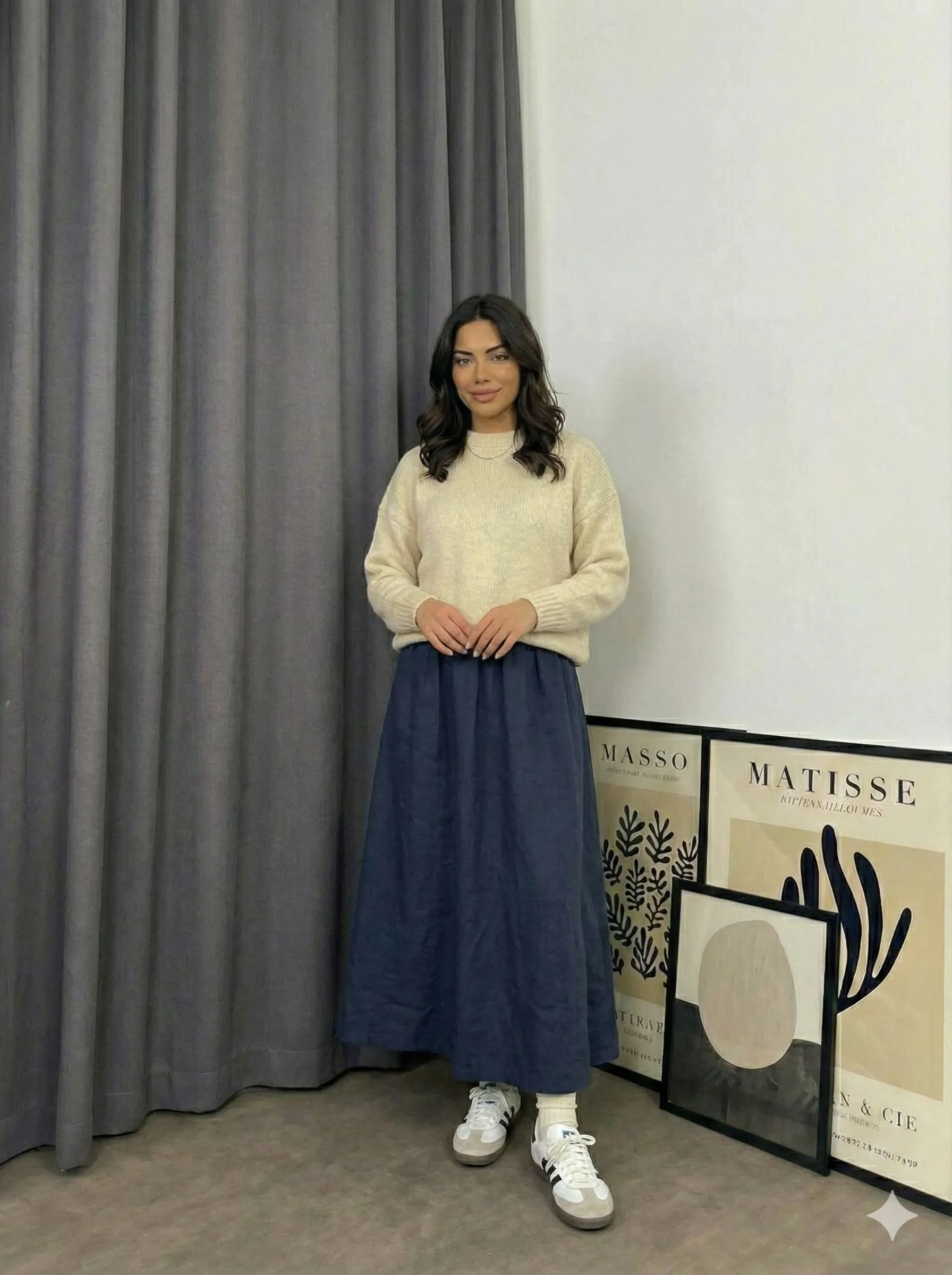 Keten Karışımlı Midi Etek