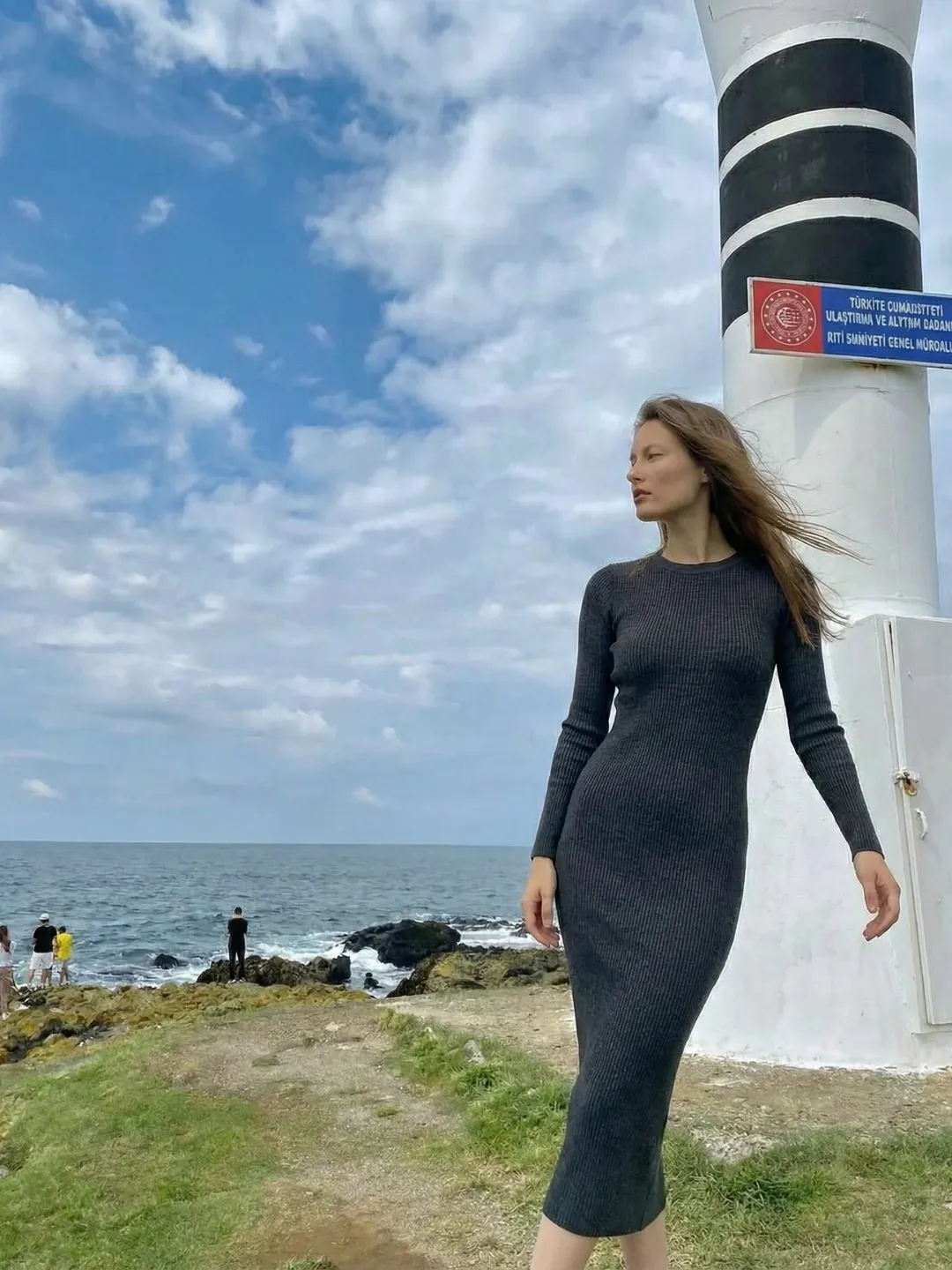 Kadın Antrasit Maxi Boy Triko Elbise