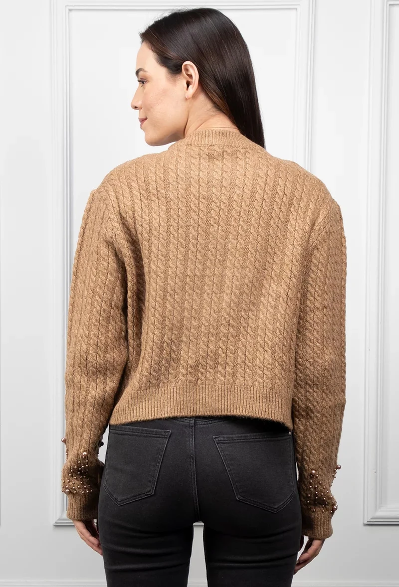 İnci Detaylı Örgü Kazak