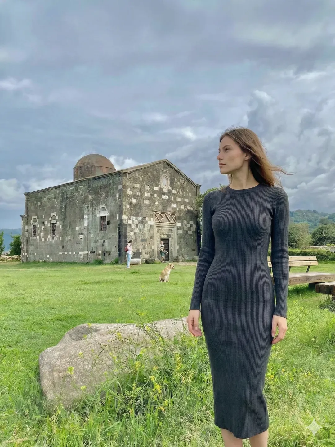 Kadın Antrasit Maxi Boy Triko Elbise