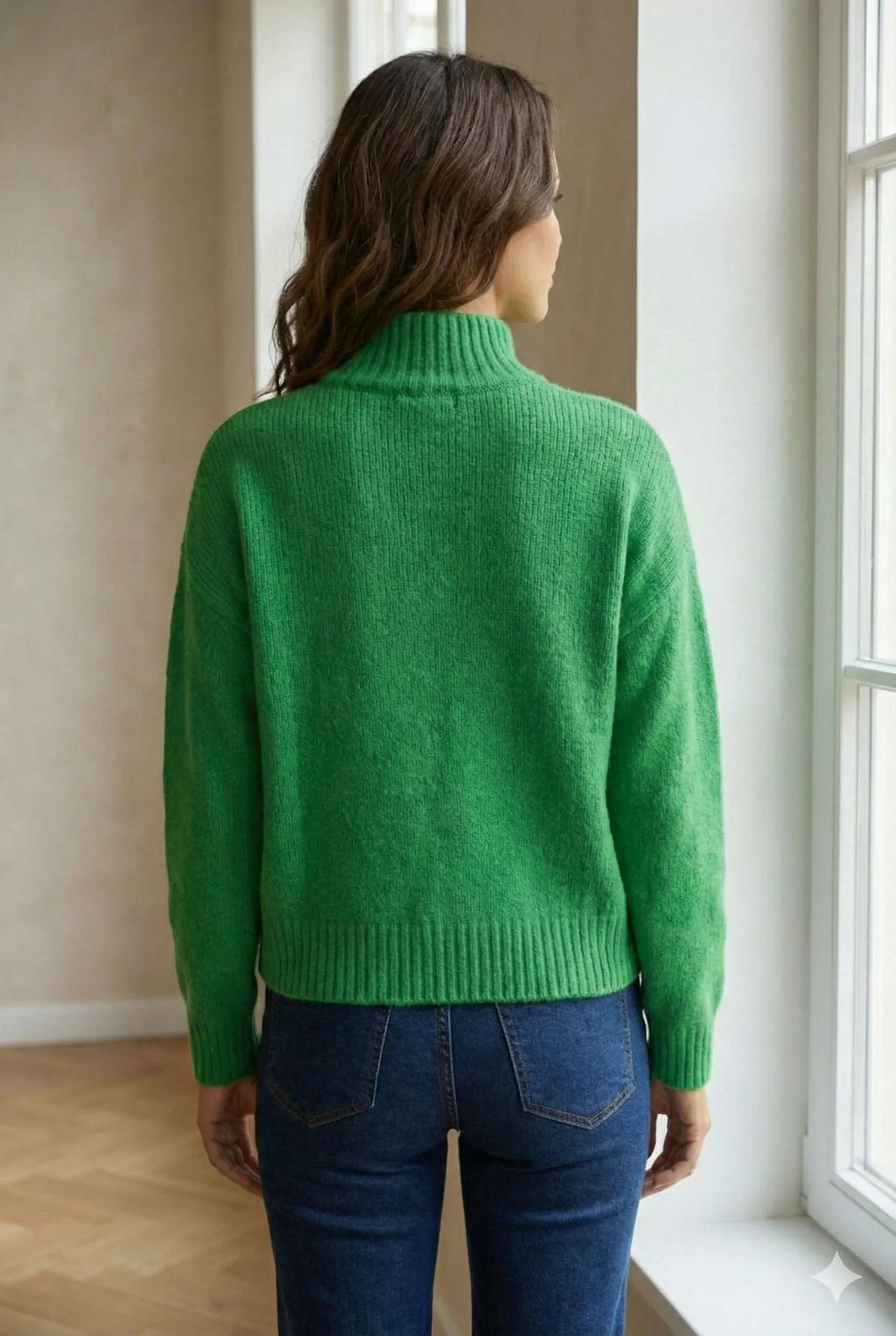 Kadın Dik Yaka Balon Triko Kazak