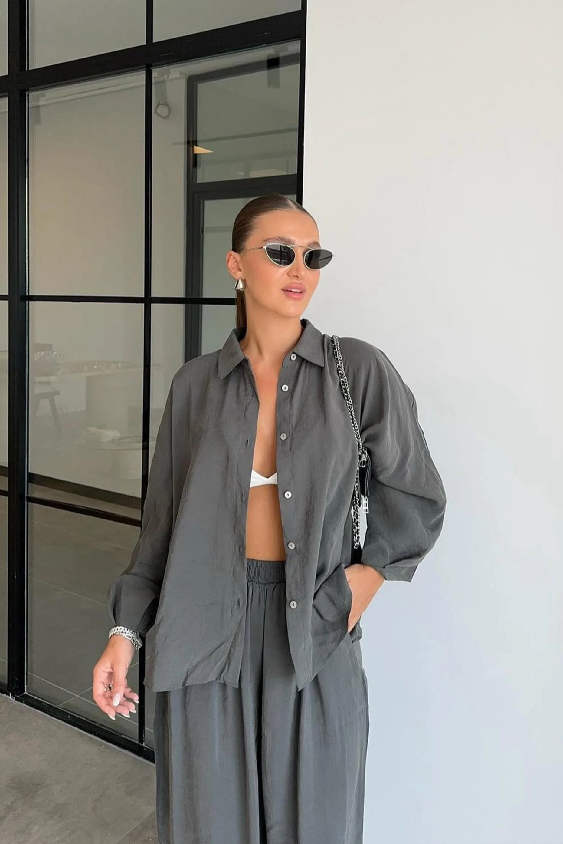 GÖMLEK PANTOLON TAKIM ANTRASİT