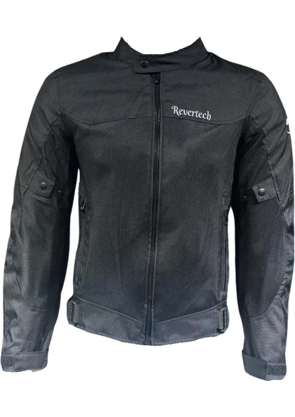 Revertech Aura Siyah / Terletmeyen Fileli Kumaş - Bel, Dirsek ve Sırt Korumalı Motosiklet Montu - L Beden
