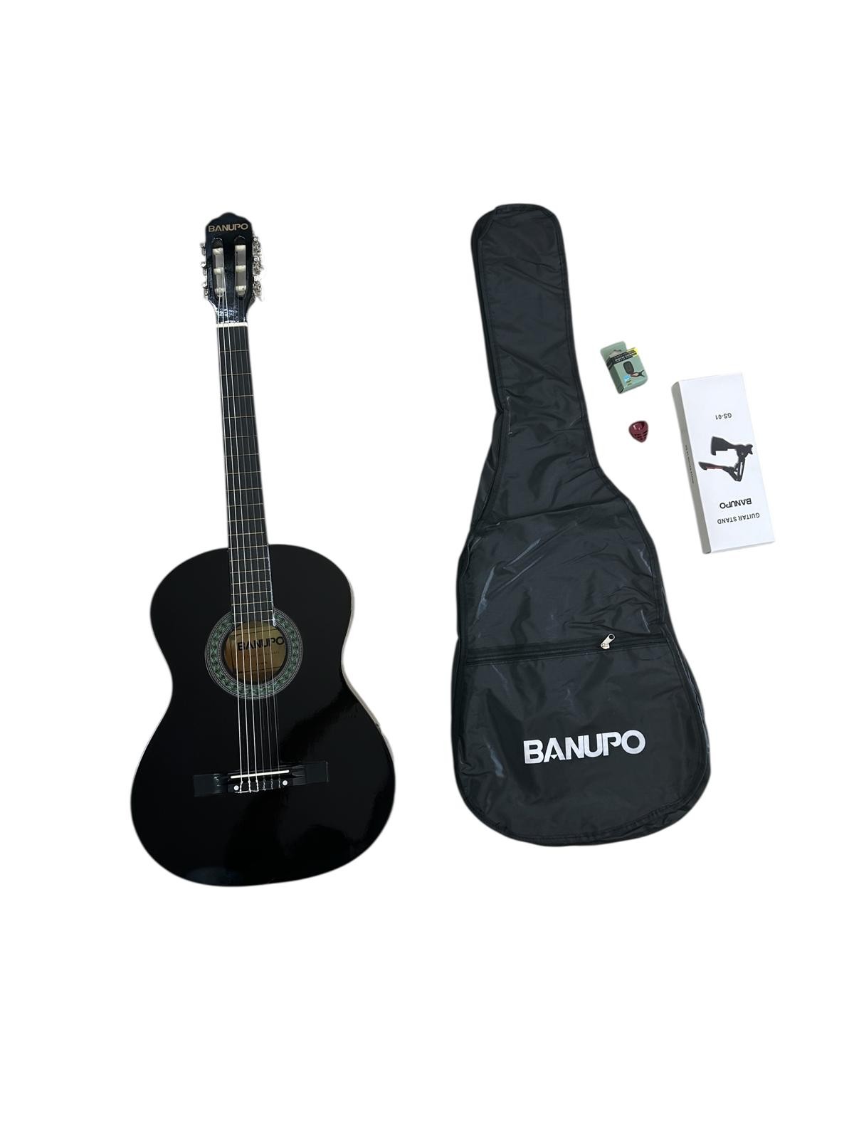 Banupo MG1BK 4/4 Tam Boy Siyah Klasik Gitar Tuner+Stand+Kılıf+Pena Hediyeli