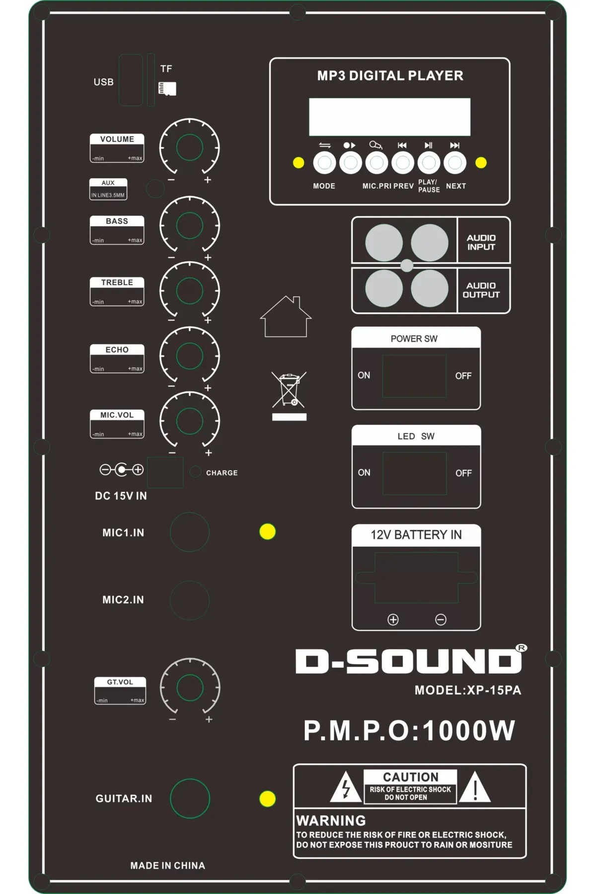 D-Sound Xp-15Pa 15 Taşınabilir Şarjlı Hoparlör