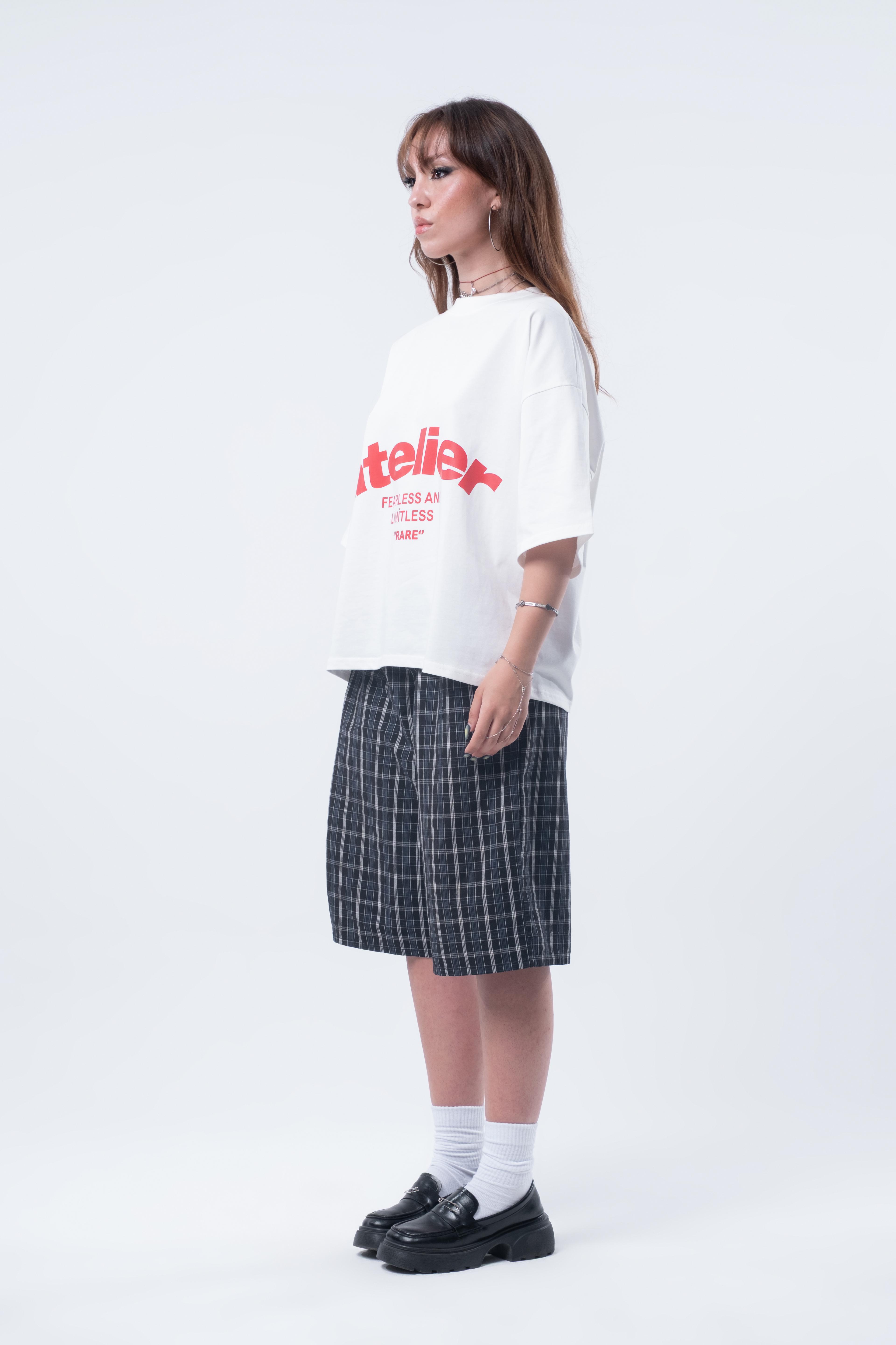 Kısa Kollu Boxy Fit T-shirt Kırık Beyaz