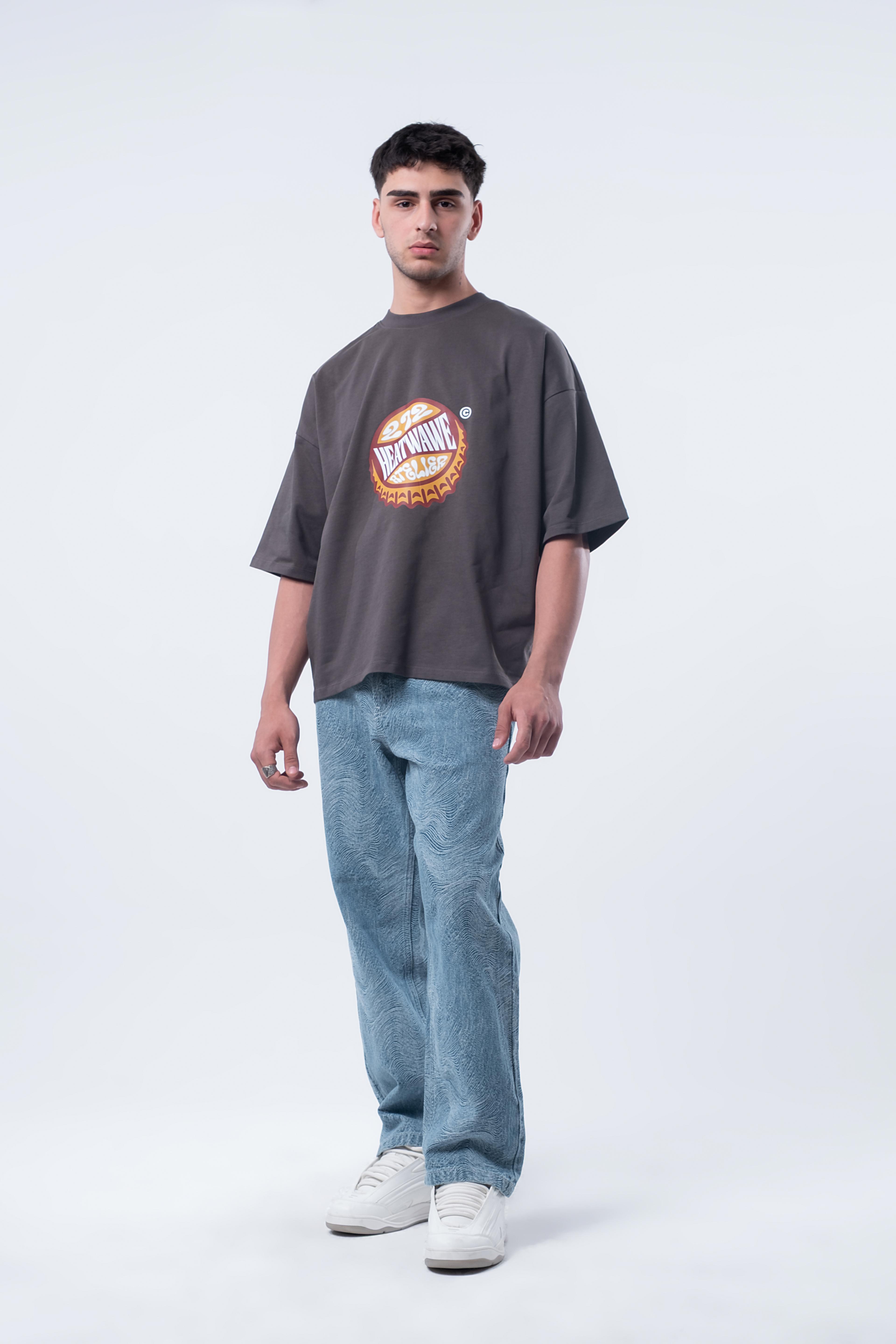 Kısa Kollu Boxy Fit T-shirt Antrasit