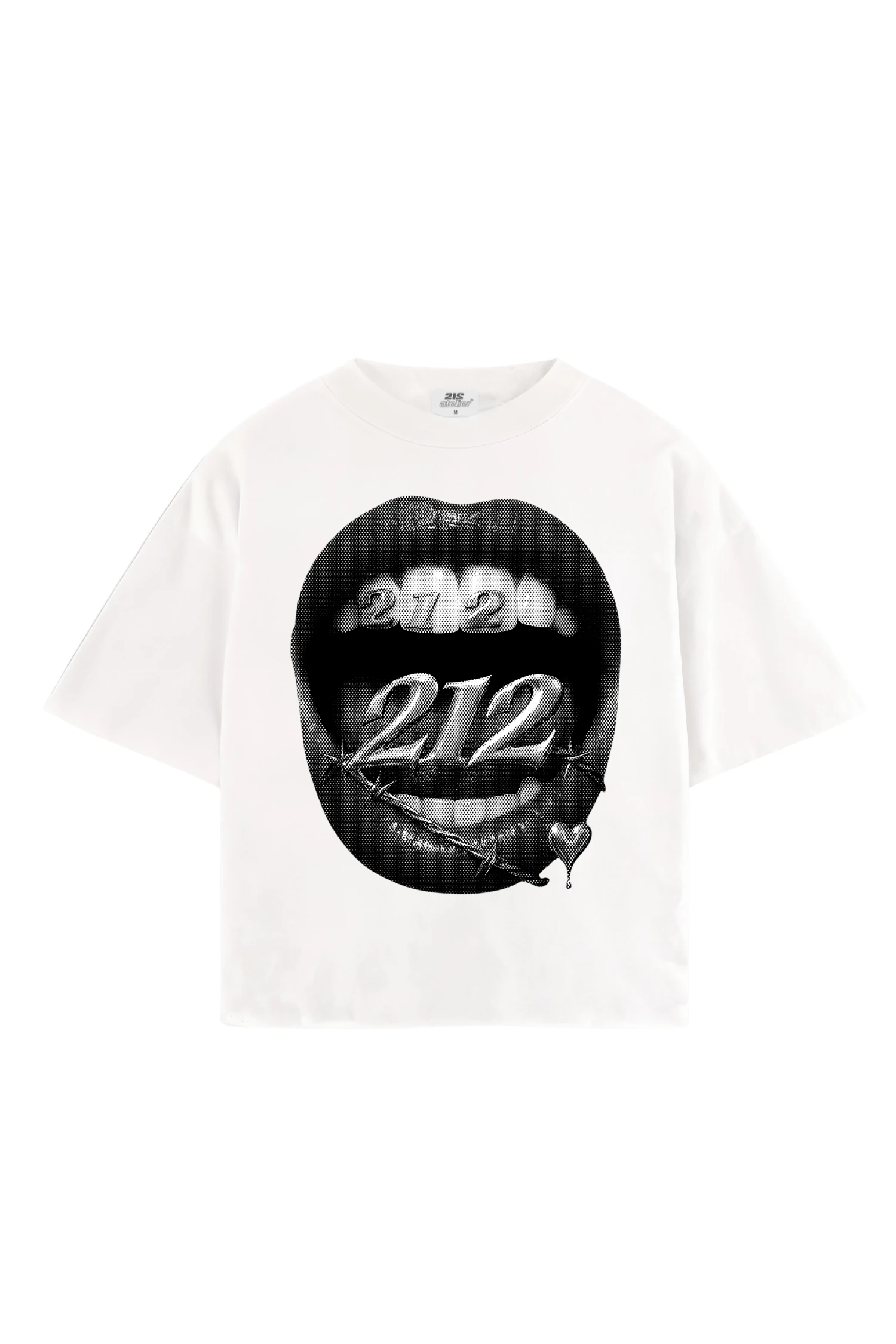 BOXY FİT LİPS PRİNT KIRIK BEYAZ T-SHIRT