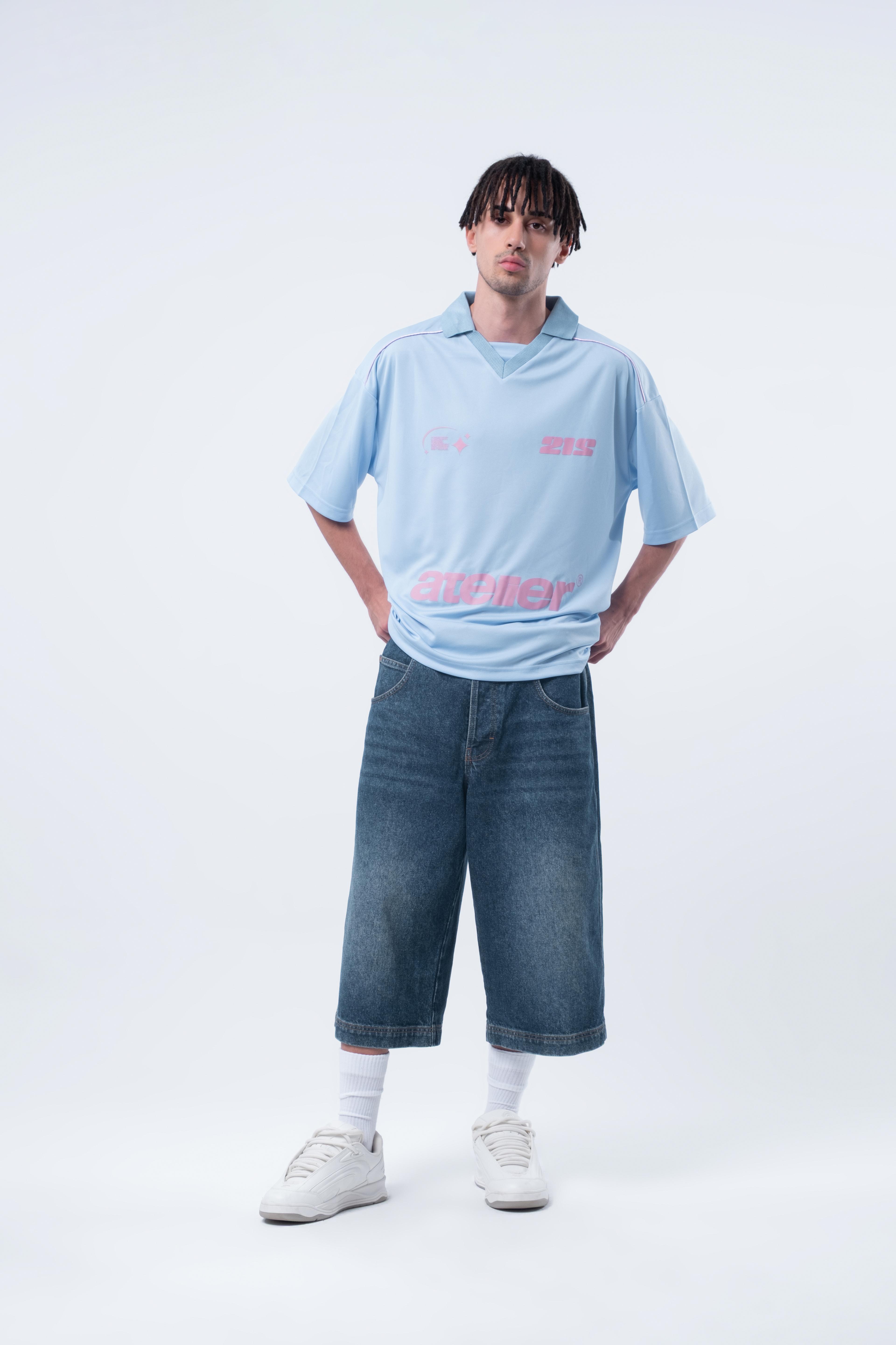 Oversize Jersey Bebek Mavi T-shirt