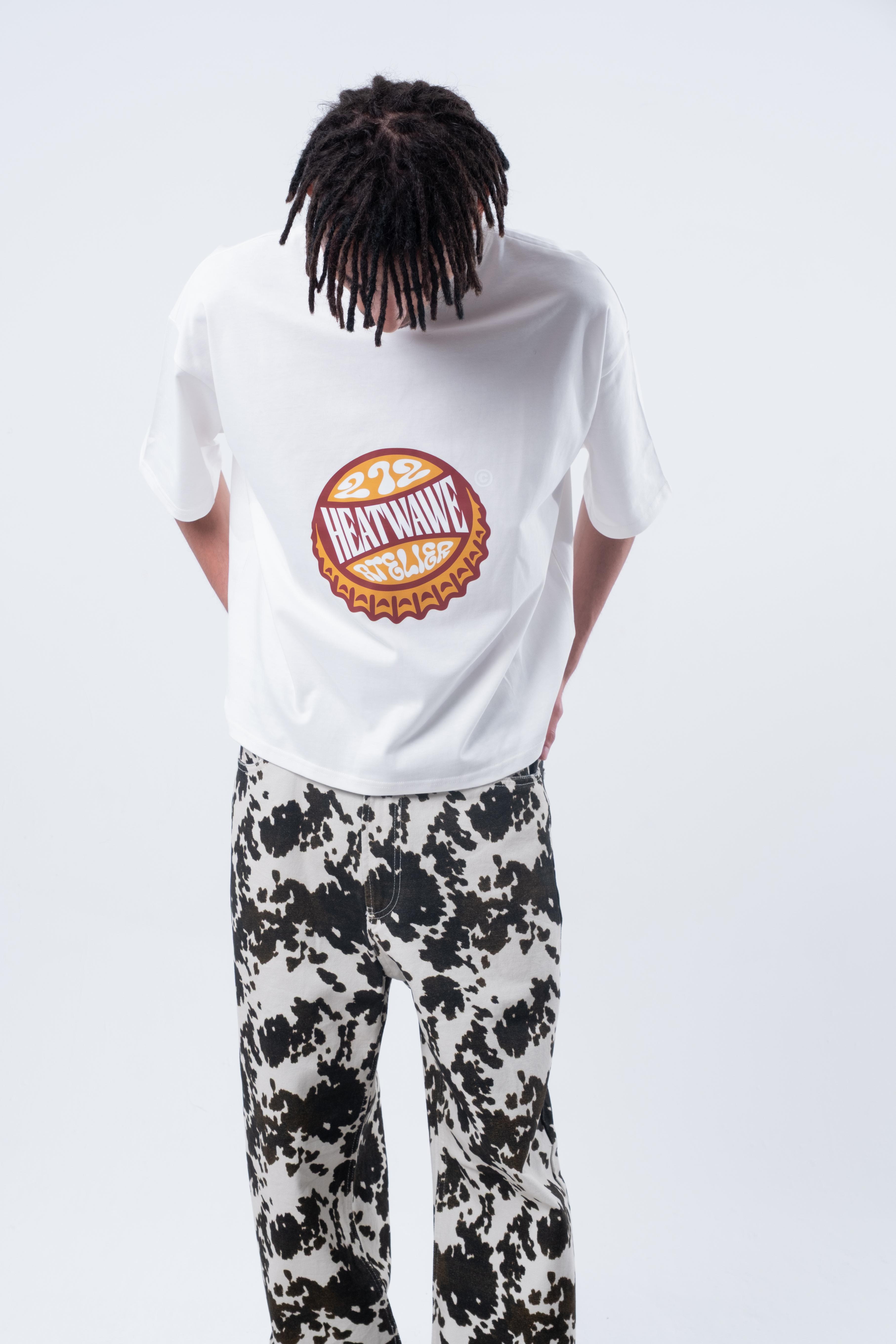 Kısa Kollu Boxy Fit Kırık Beyaz T-shirt 