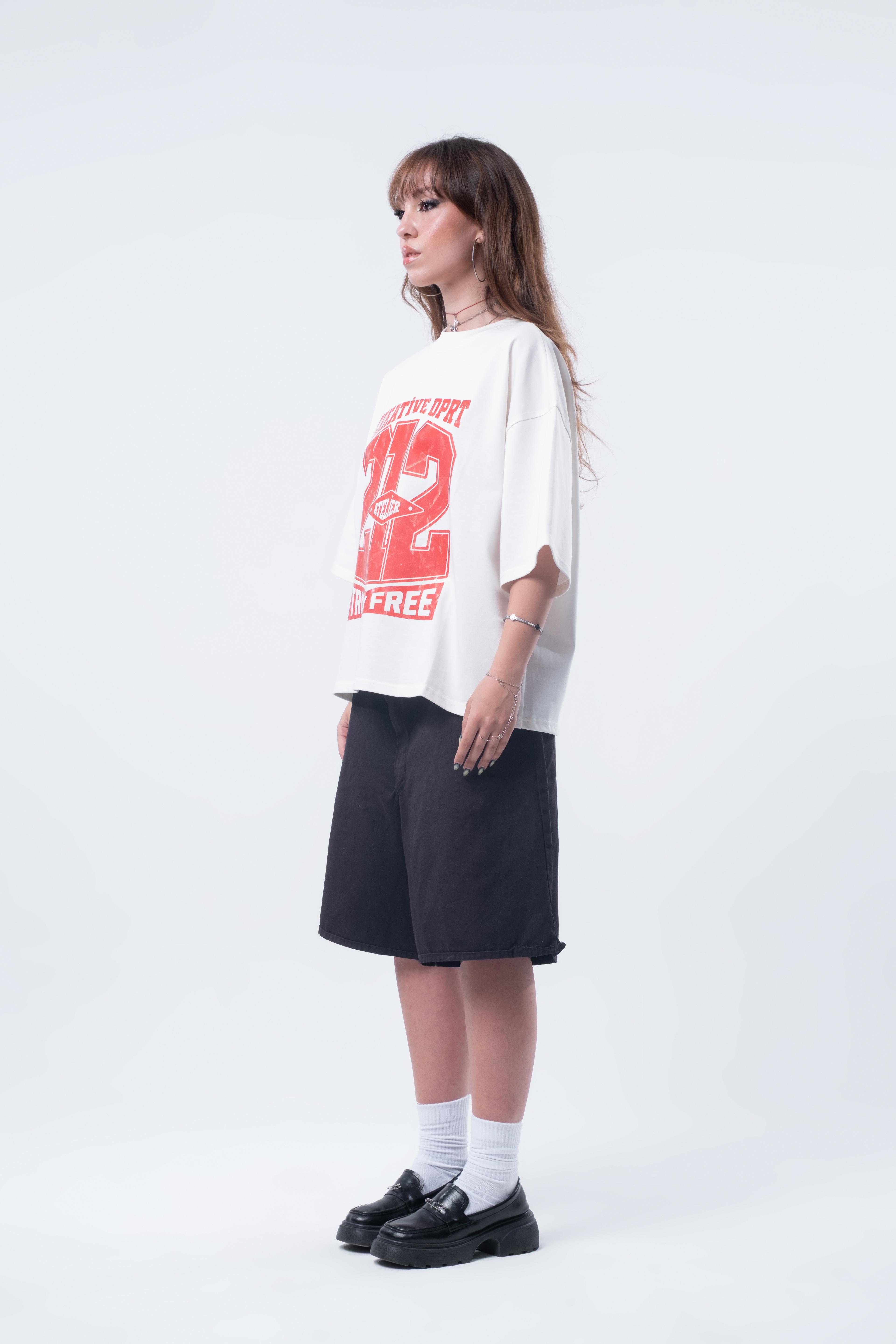 Kısa Kollu Boxy Fit T-shirt Kırık Beyaz