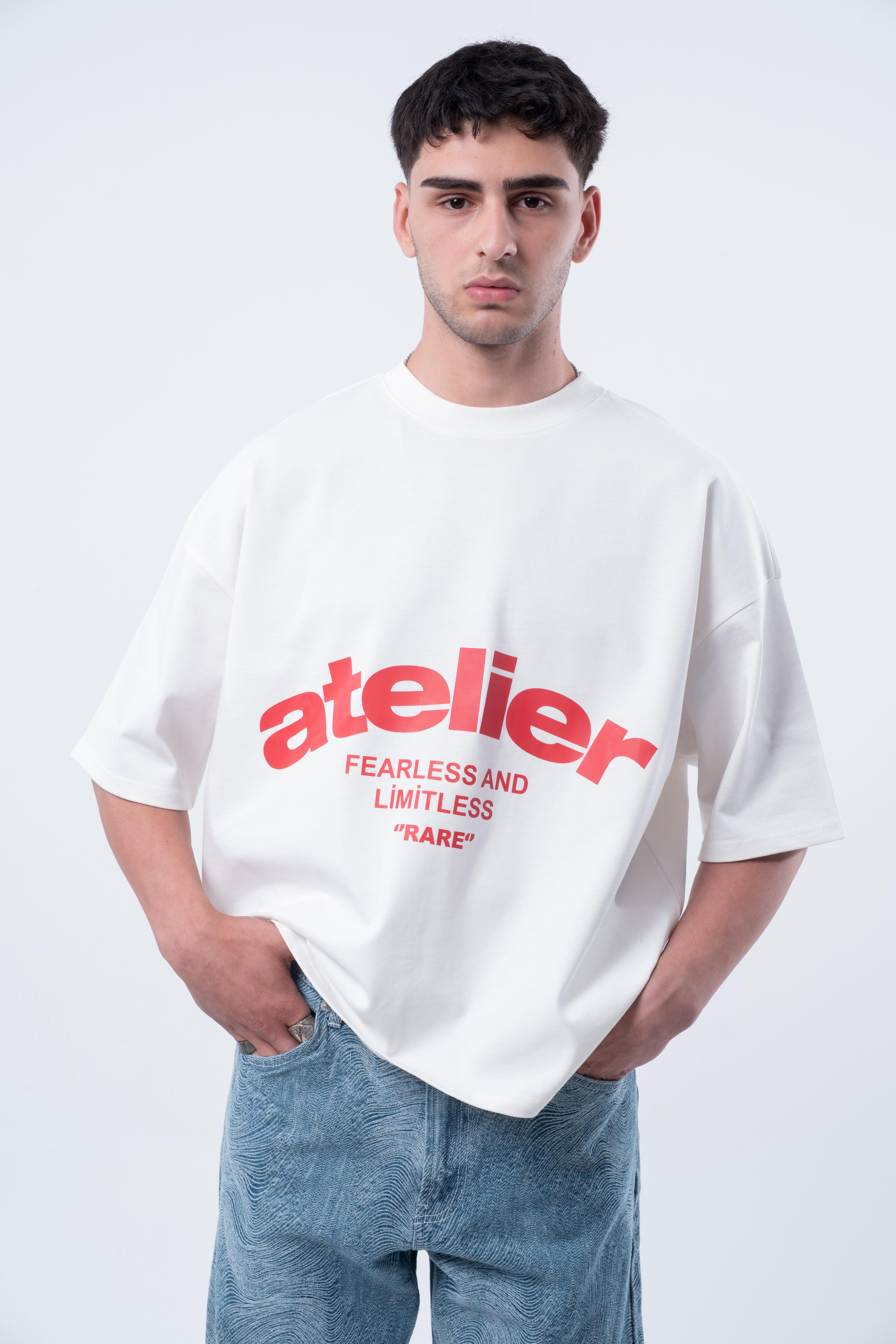 Kısa Kollu Boxy Fit Kırık Beyaz T-shirt 