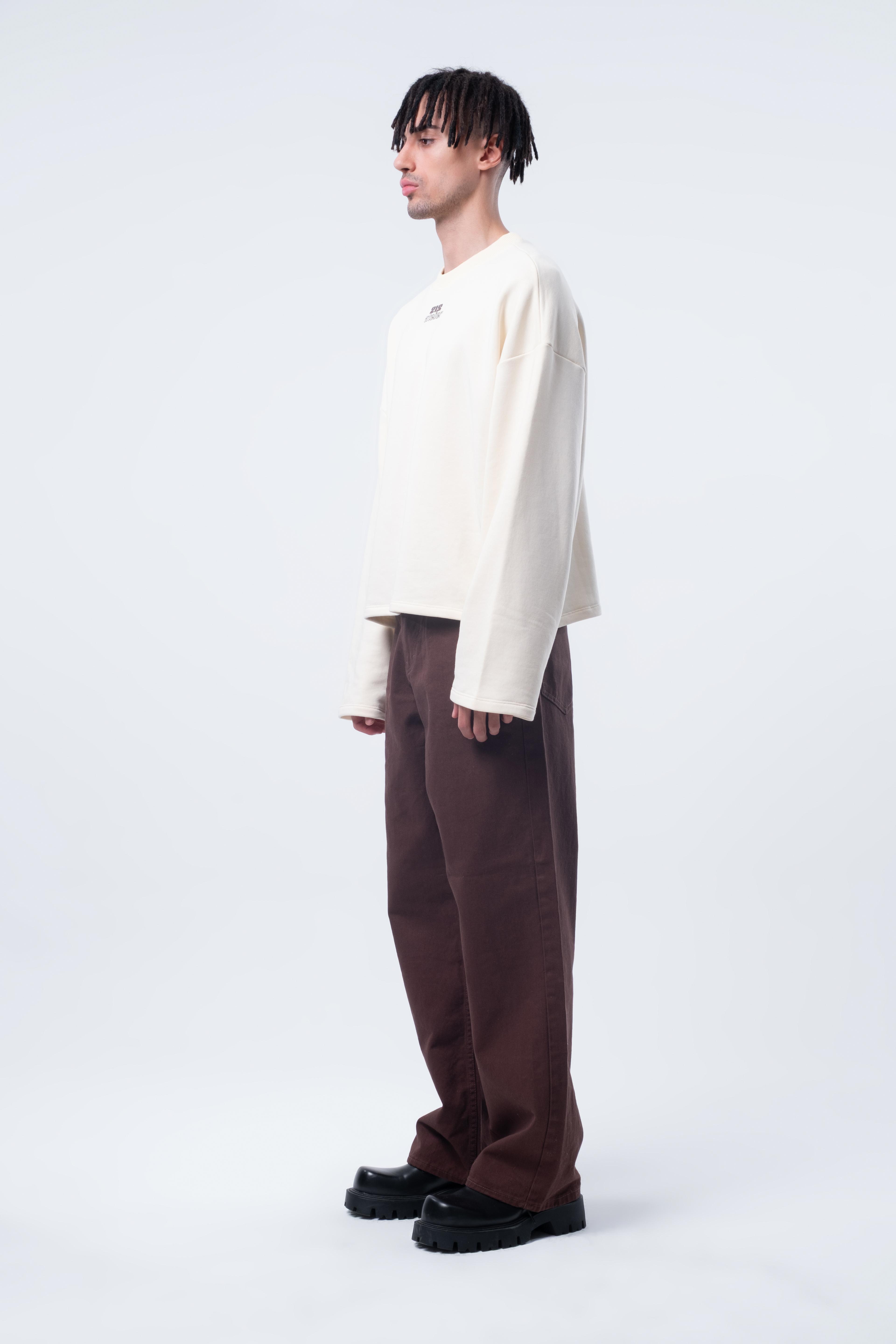 Uzun Kollu Boxy Fit Ecru Sweatshirt
