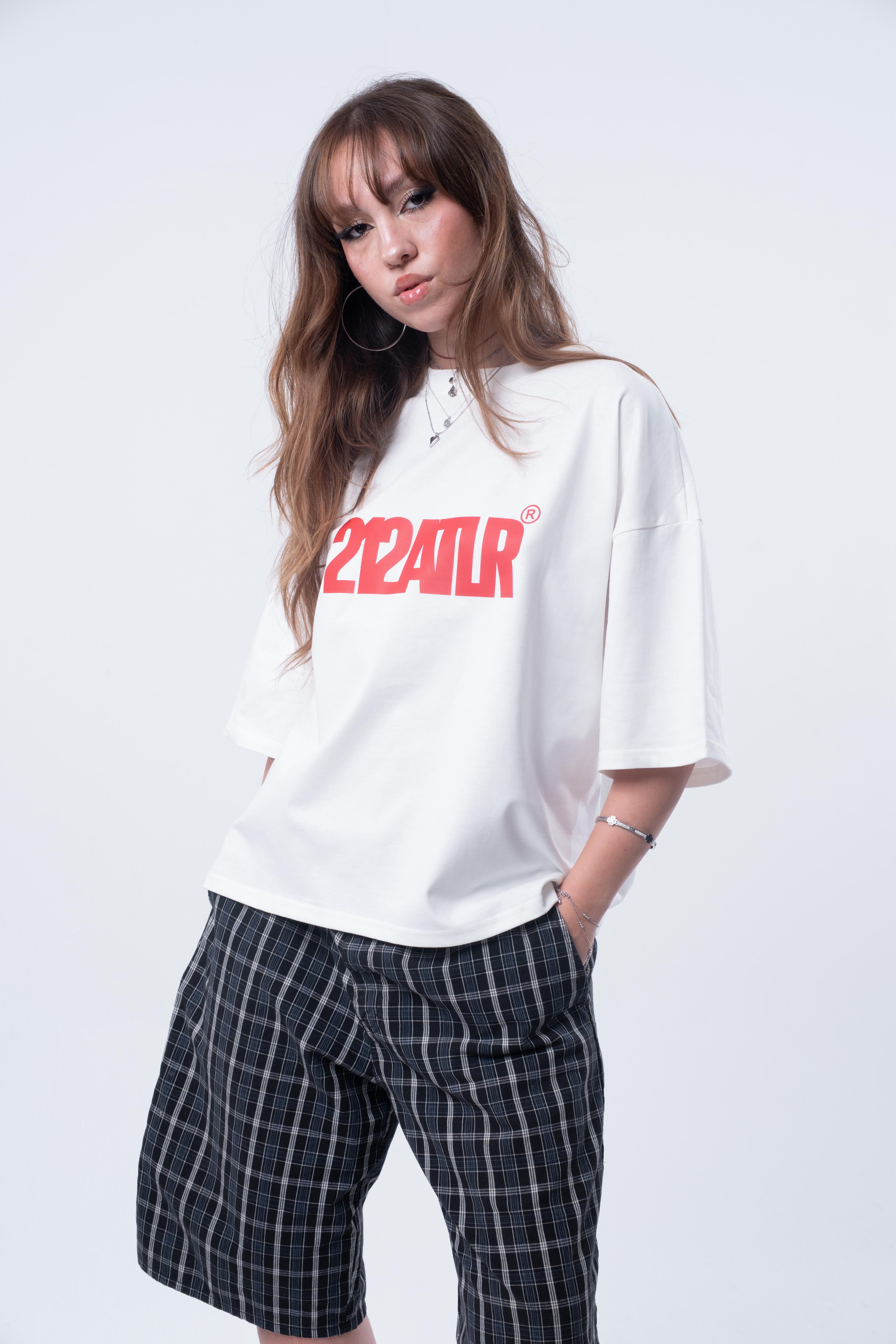 Kısa Kollu Boxy Fit Kırık Beyaz T-shirt 