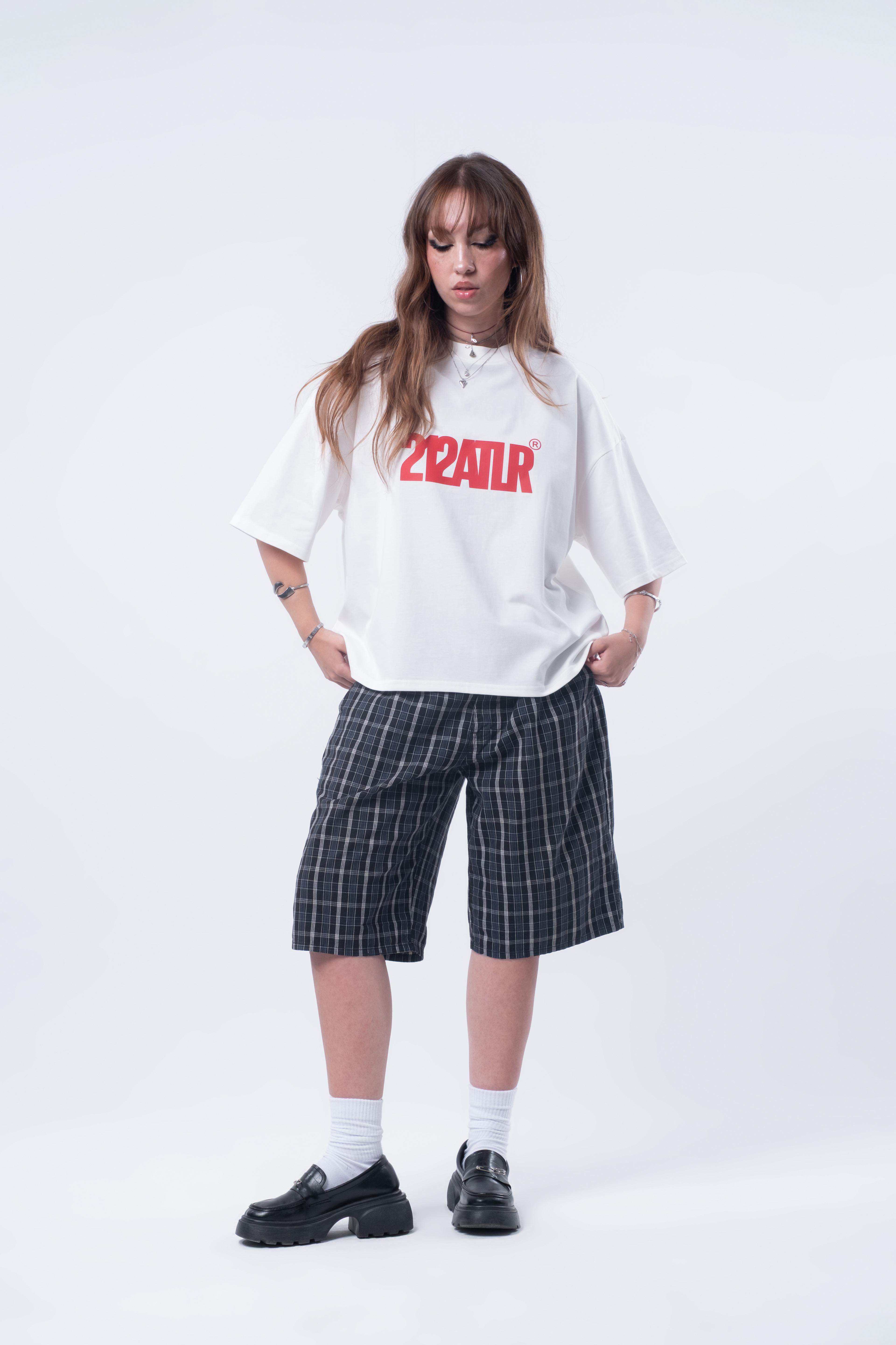 Kısa Kollu Boxy Fit Kırık Beyaz T-shirt 