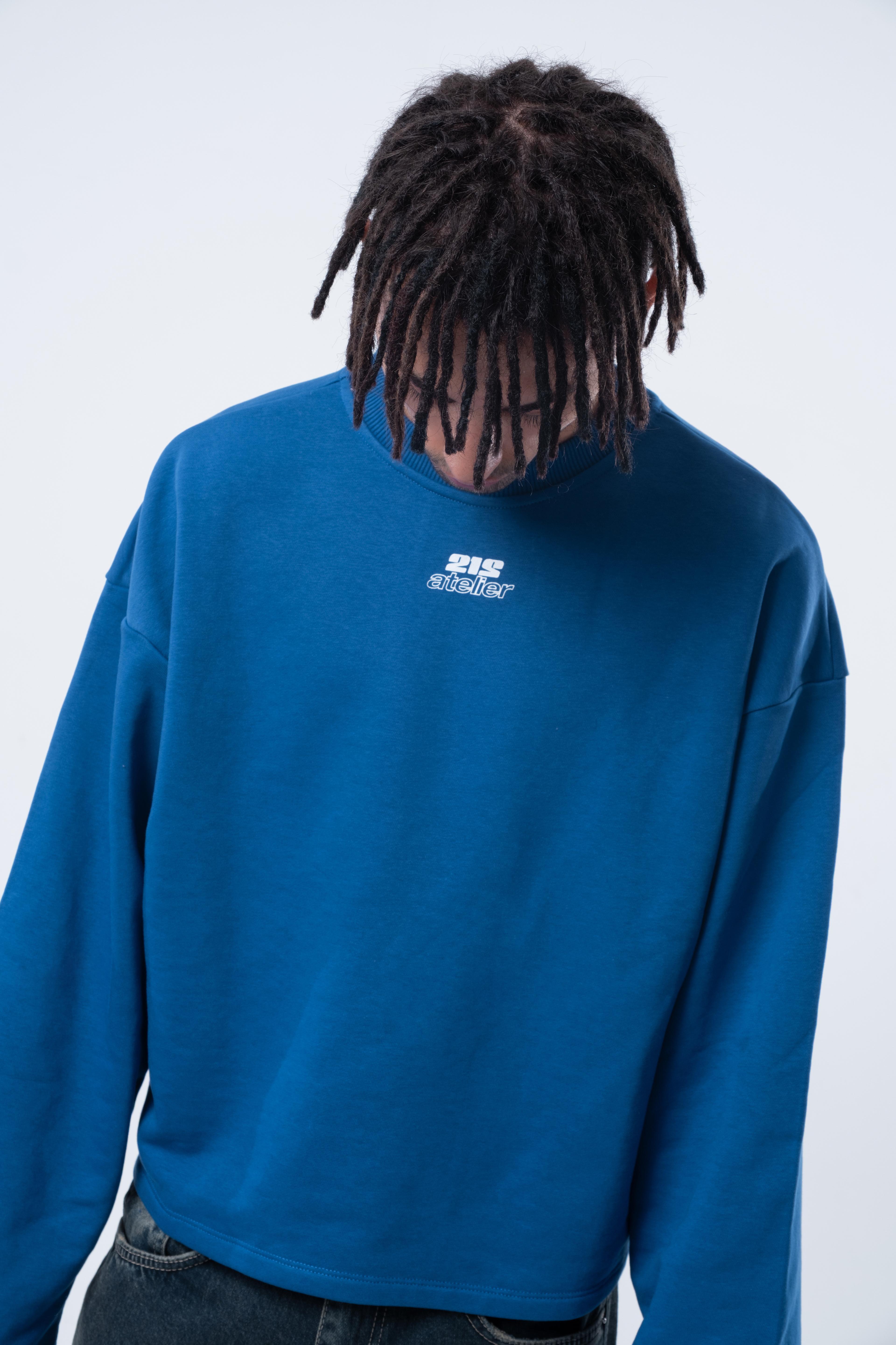 Uzun Kollu Boxy Fit Saks Sweatshirt