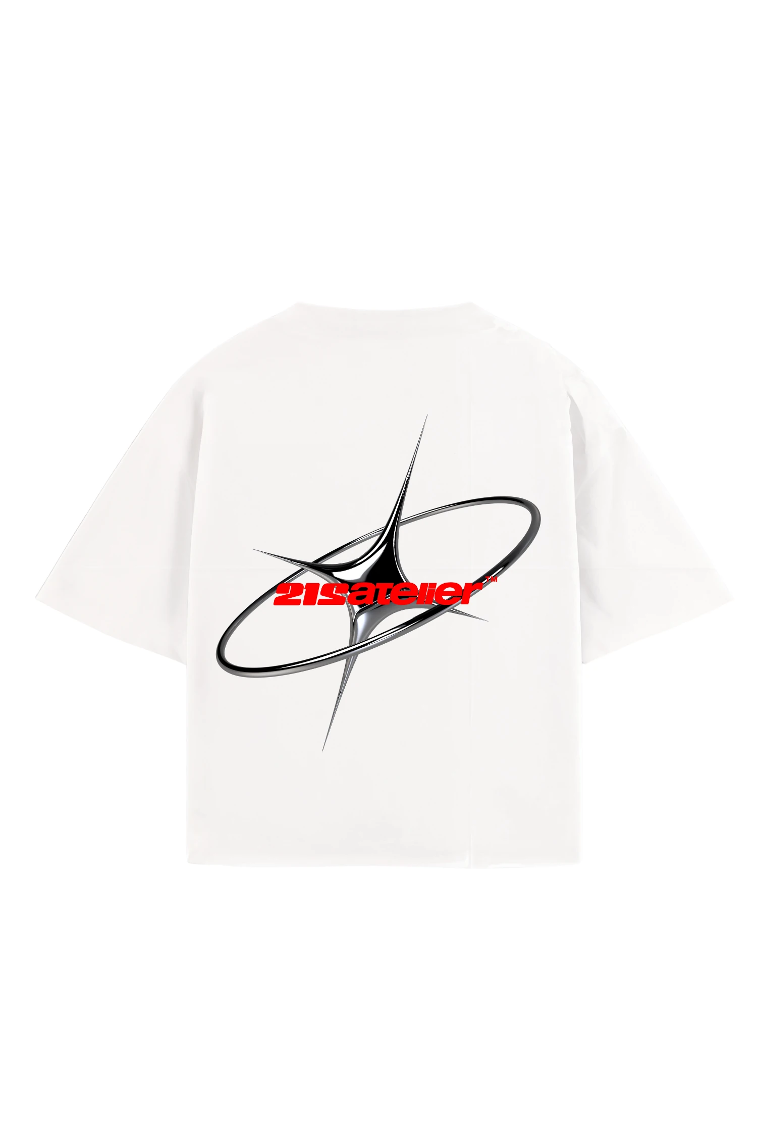 BOXY FİT METALLİC PRİNT KIRIK BEYAZ T-SHIRT