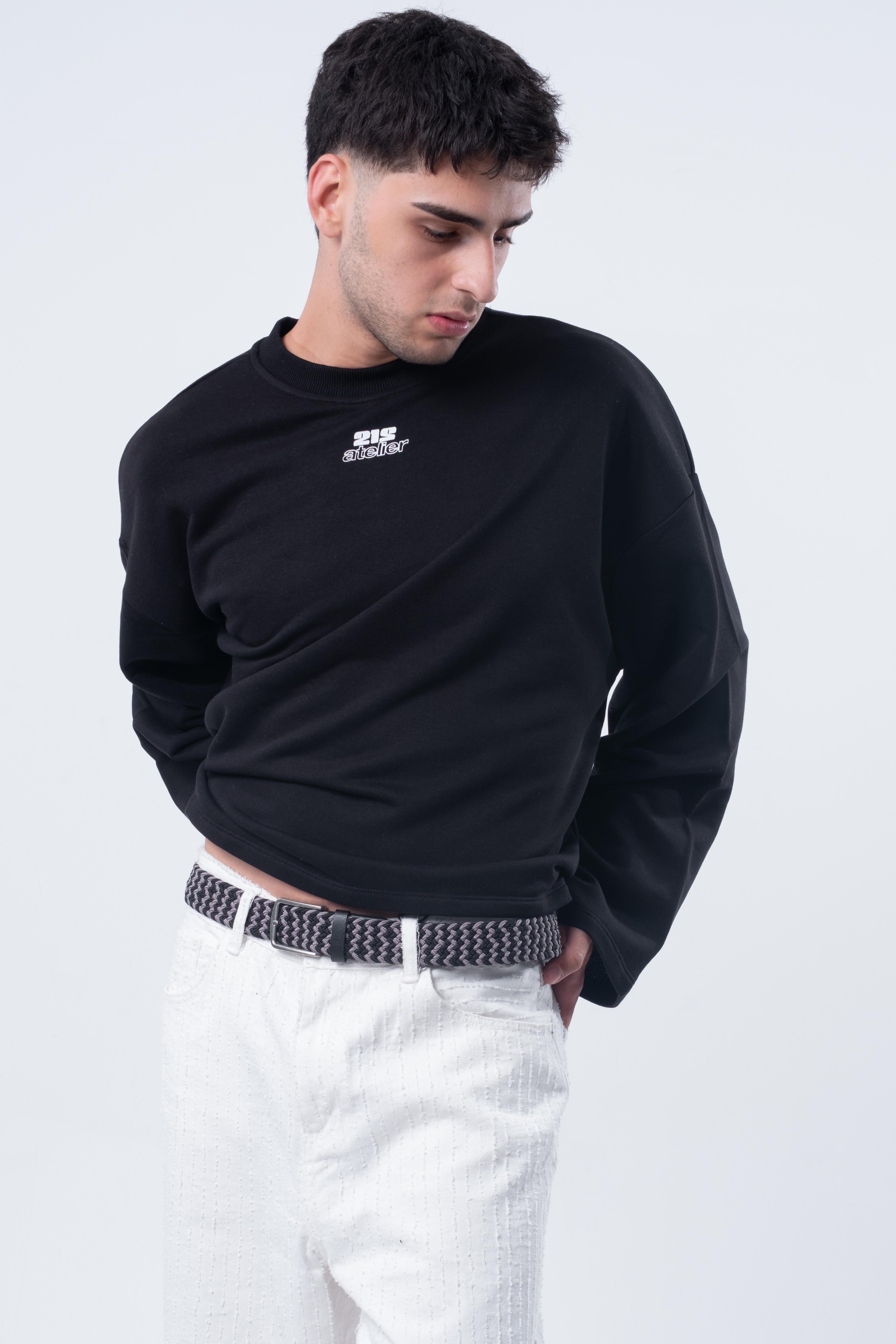 Uzun Kollu Boxy Fit Siyah Sweatshirt