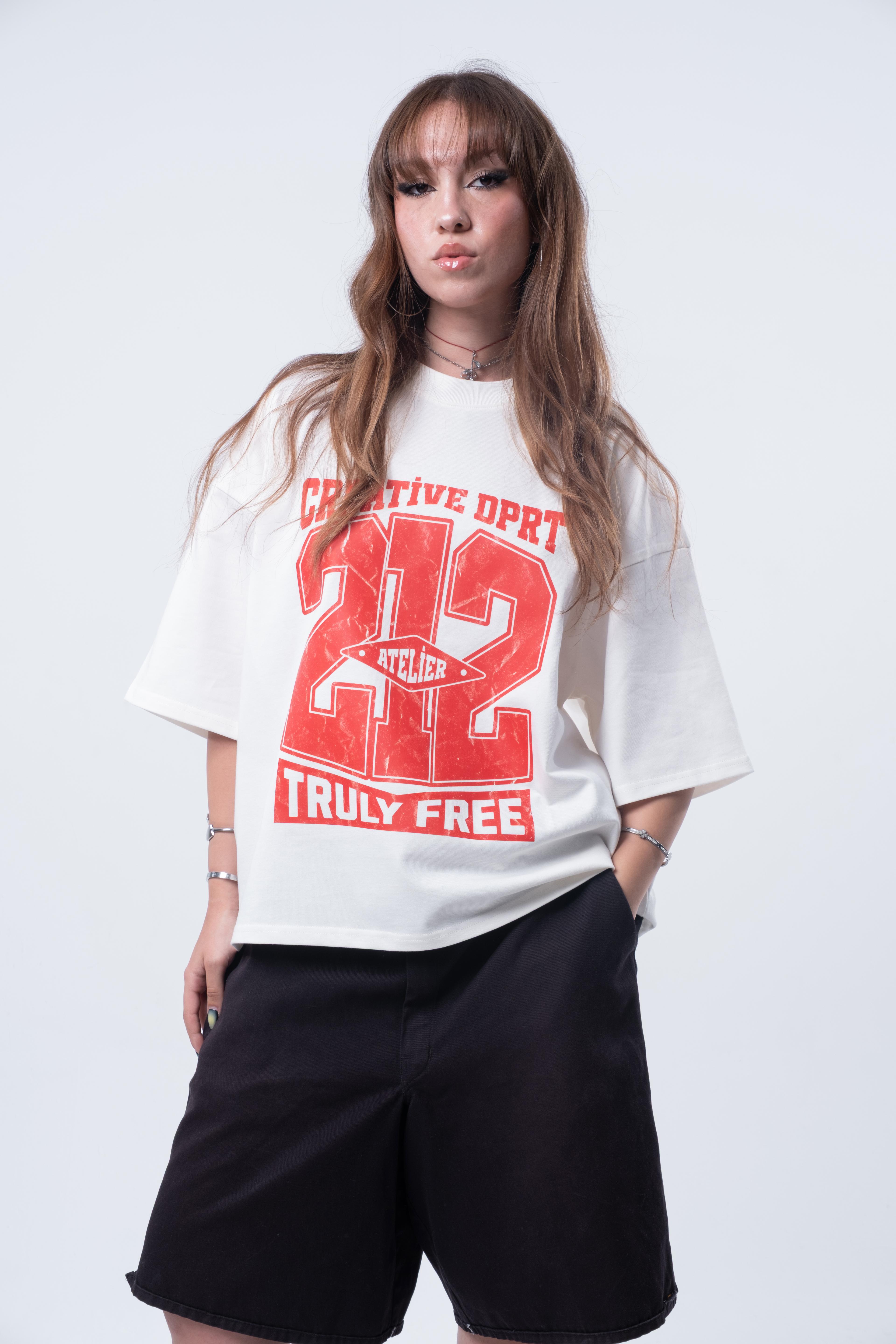 Kısa Kollu Boxy Fit T-shirt Kırık Beyaz