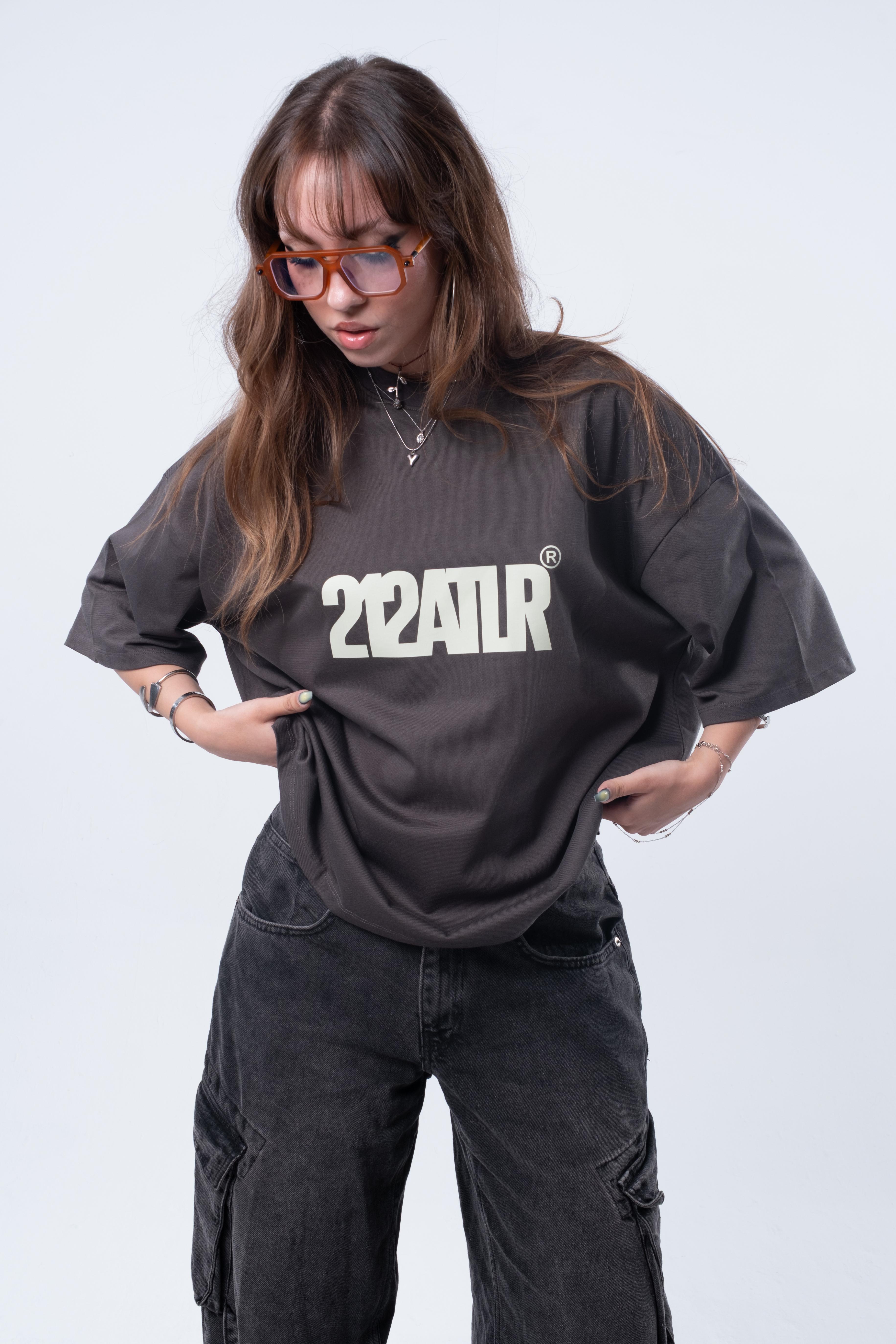 Kısa Kollu Boxy Fit Antrasit T-shirt 