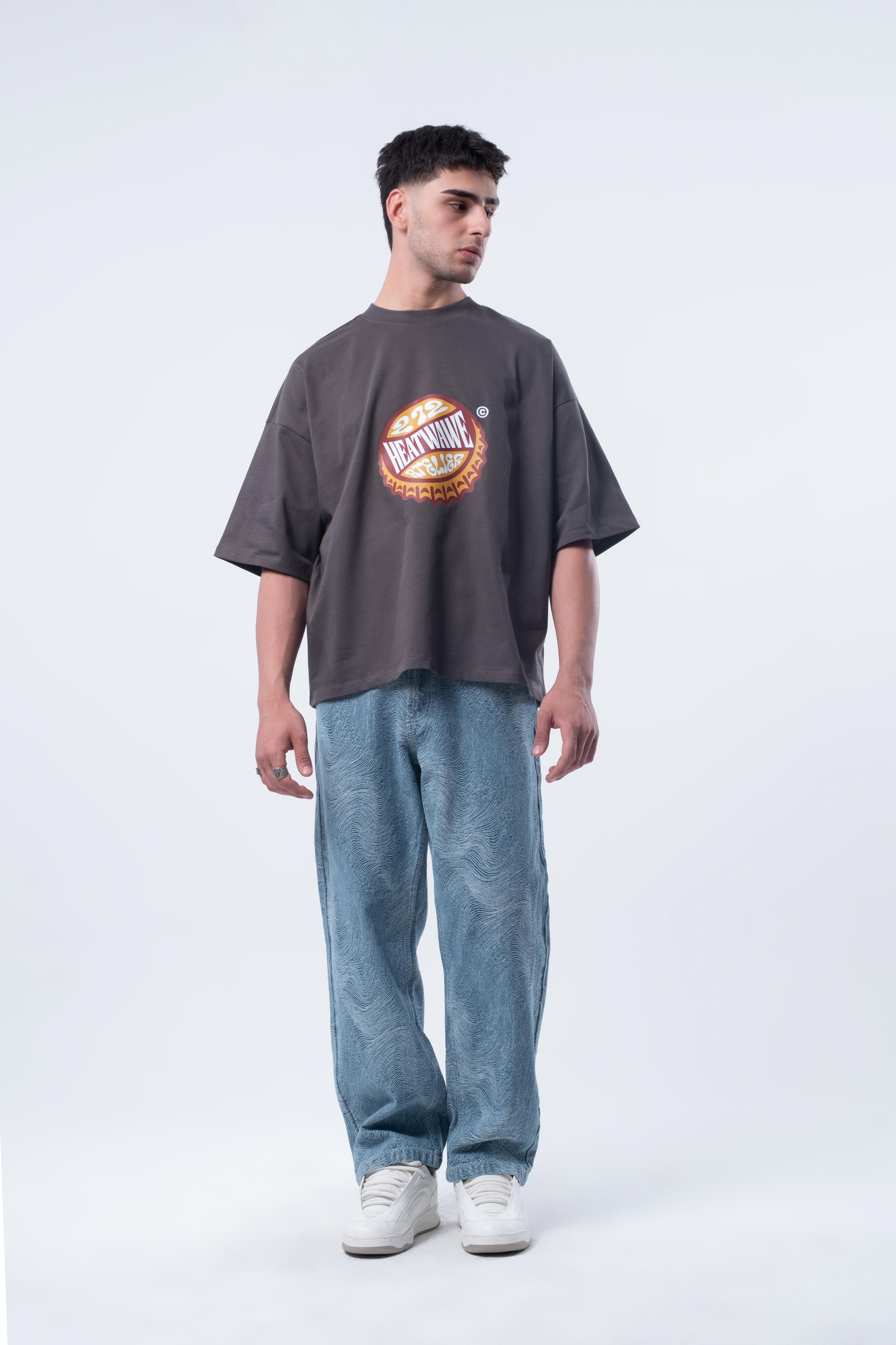 Kısa Kollu Boxy Fit T-shirt Antrasit