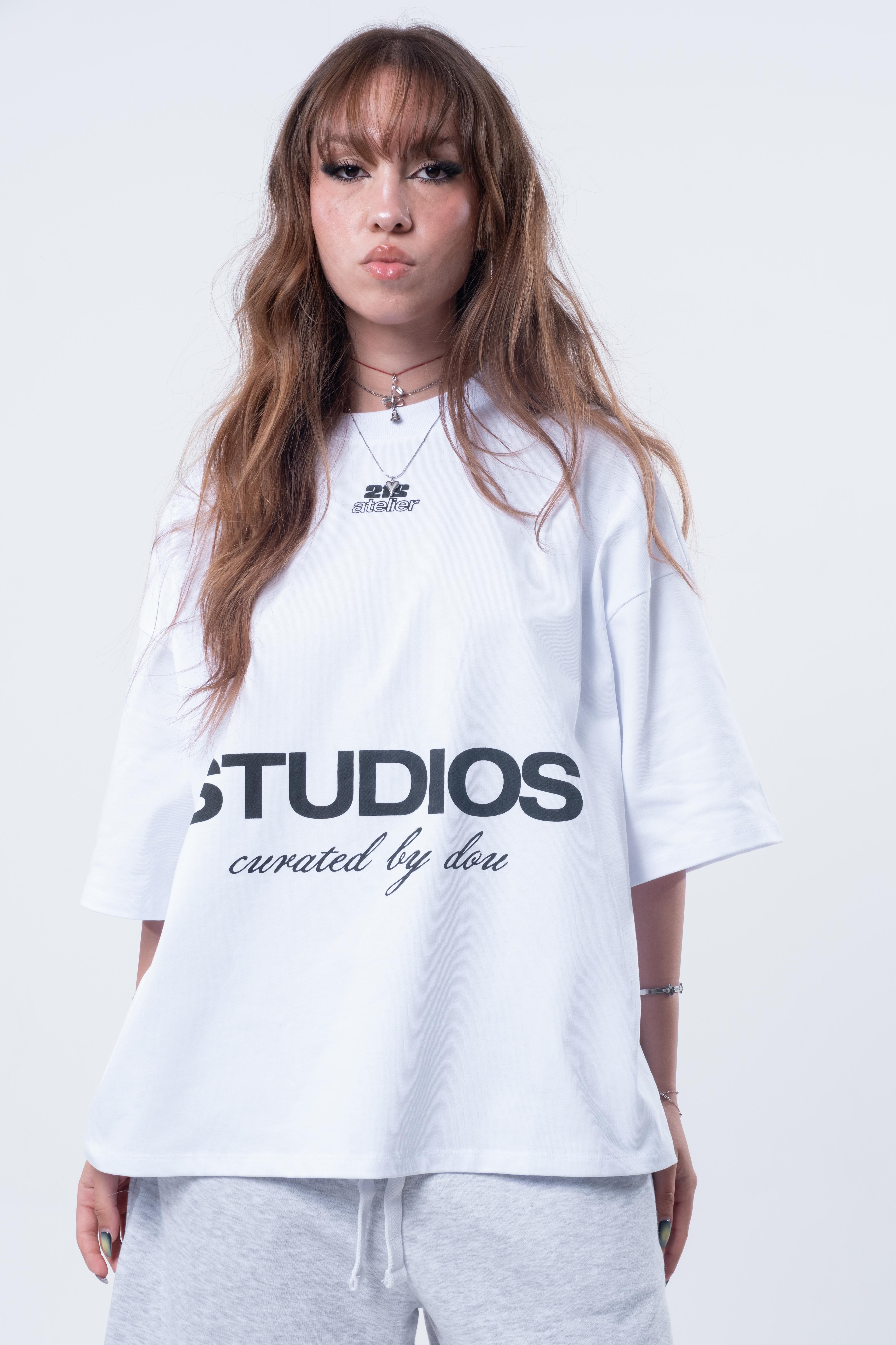 Kısa Kollu Boxy Fit Beyaz T-shirt 