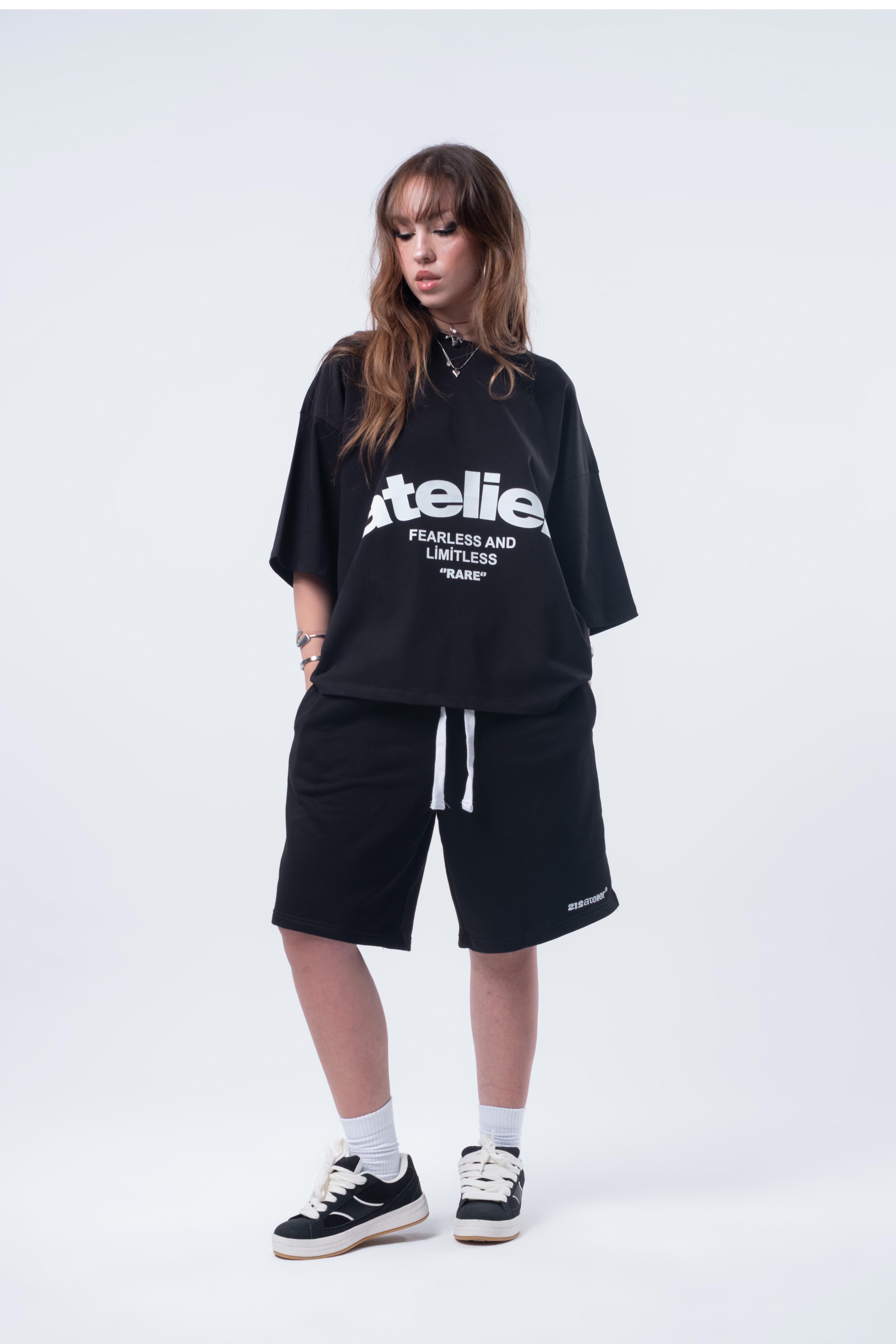 Kısa Kollu Boxy Fit T-shirt Siyah