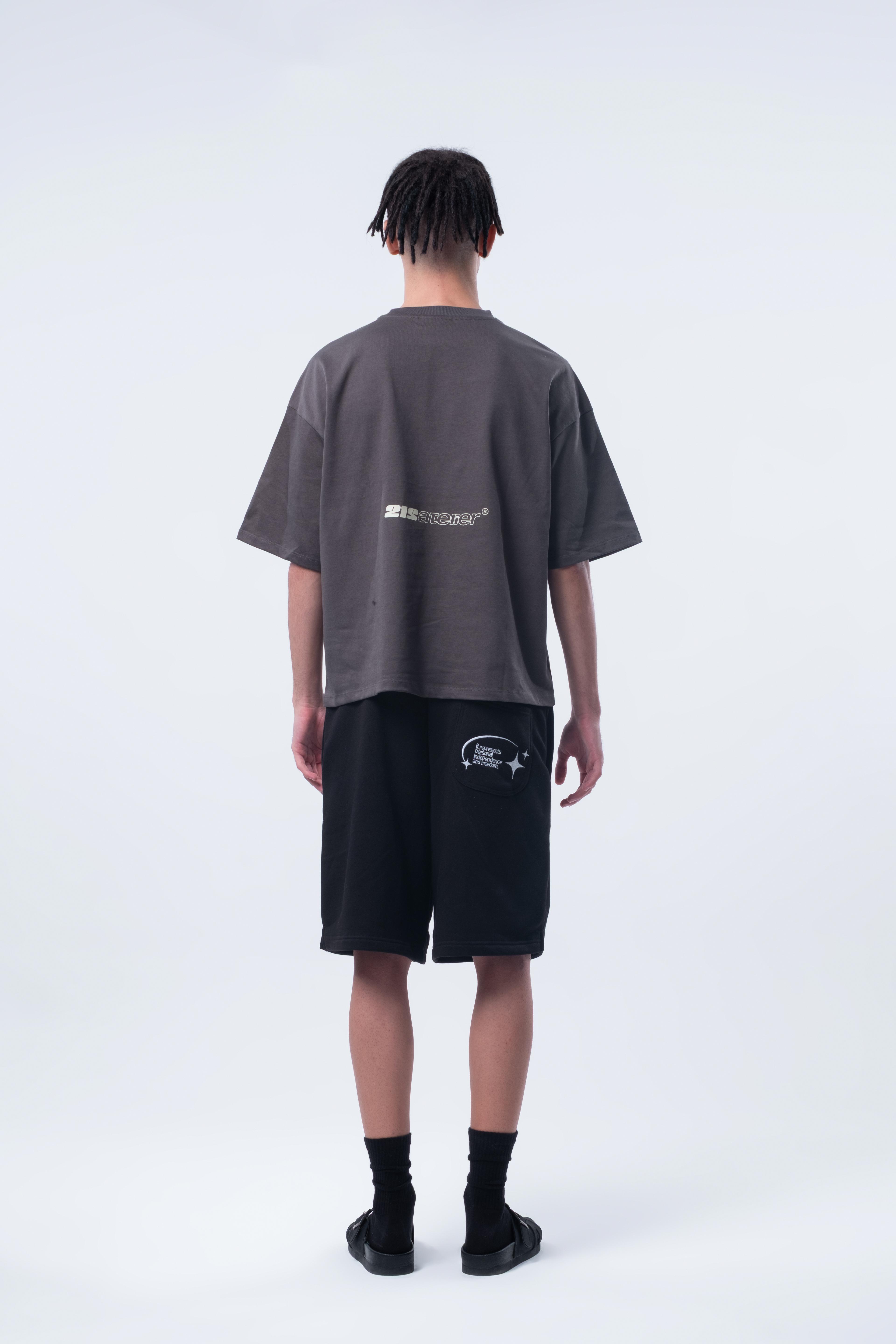 Kısa Kollu Boxy Fit T-shirt Antrasit