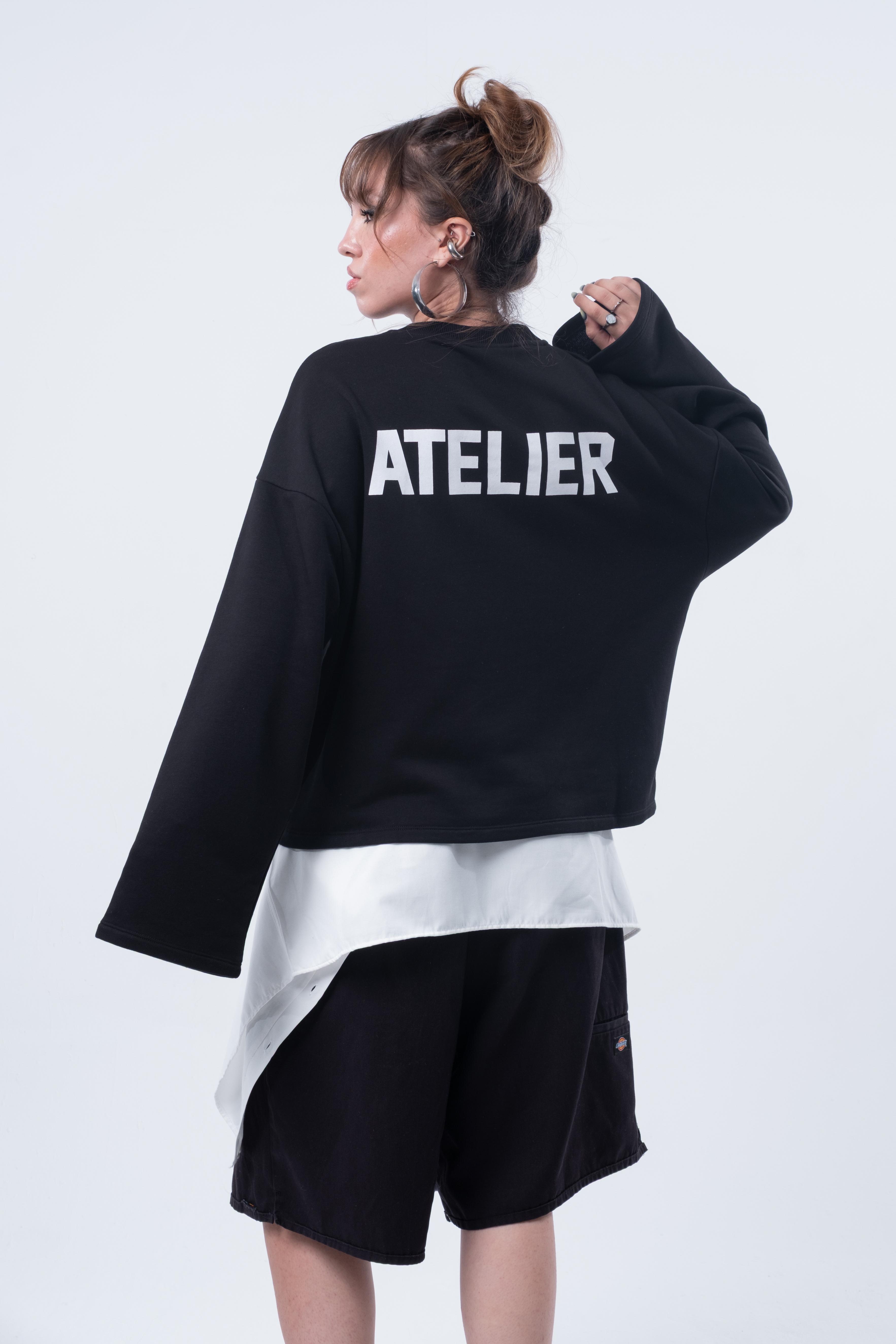 Uzun Kollu Boxy Fit Siyah Sweatshirt