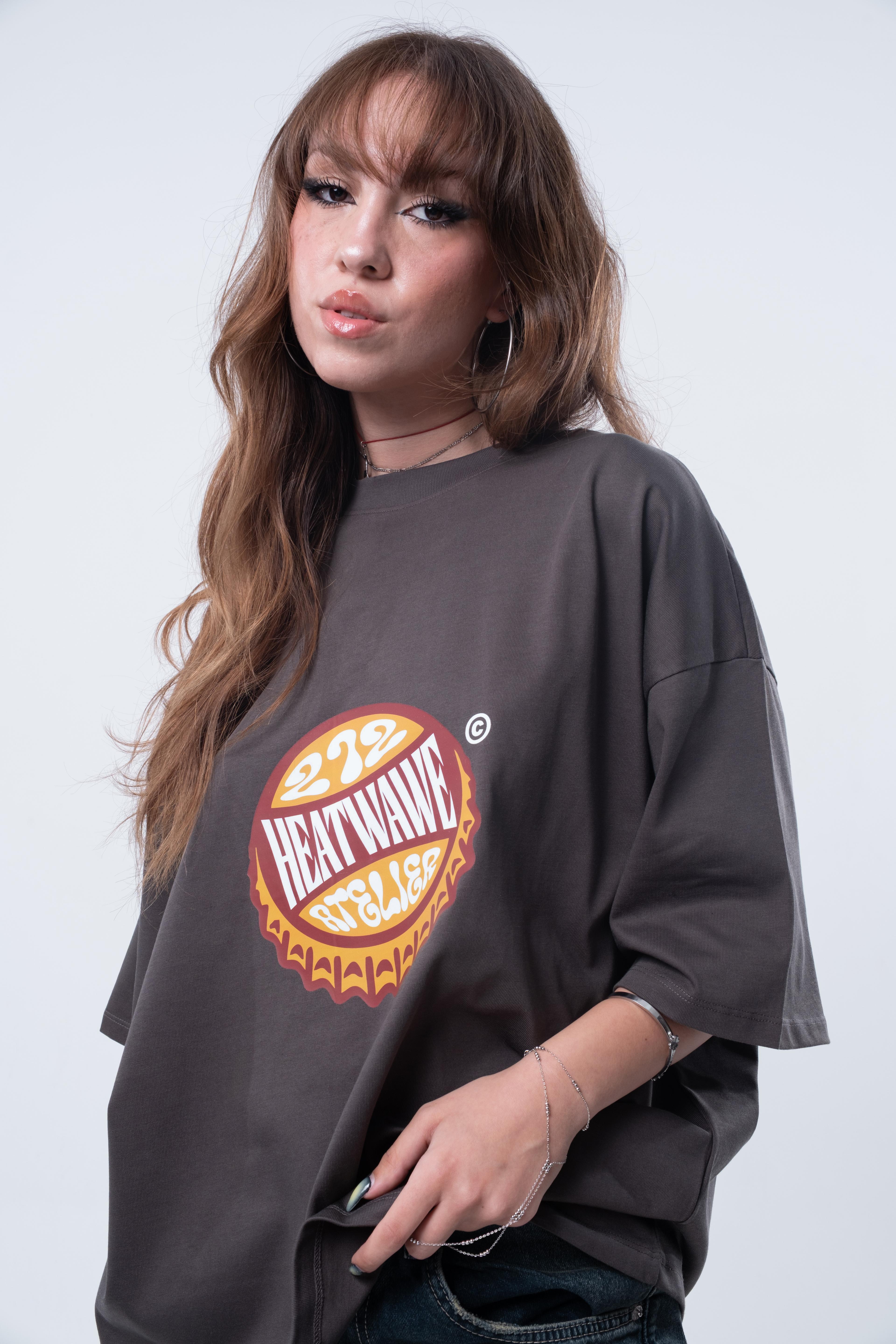 Kısa Kollu Boxy Fit T-shirt Antrasit