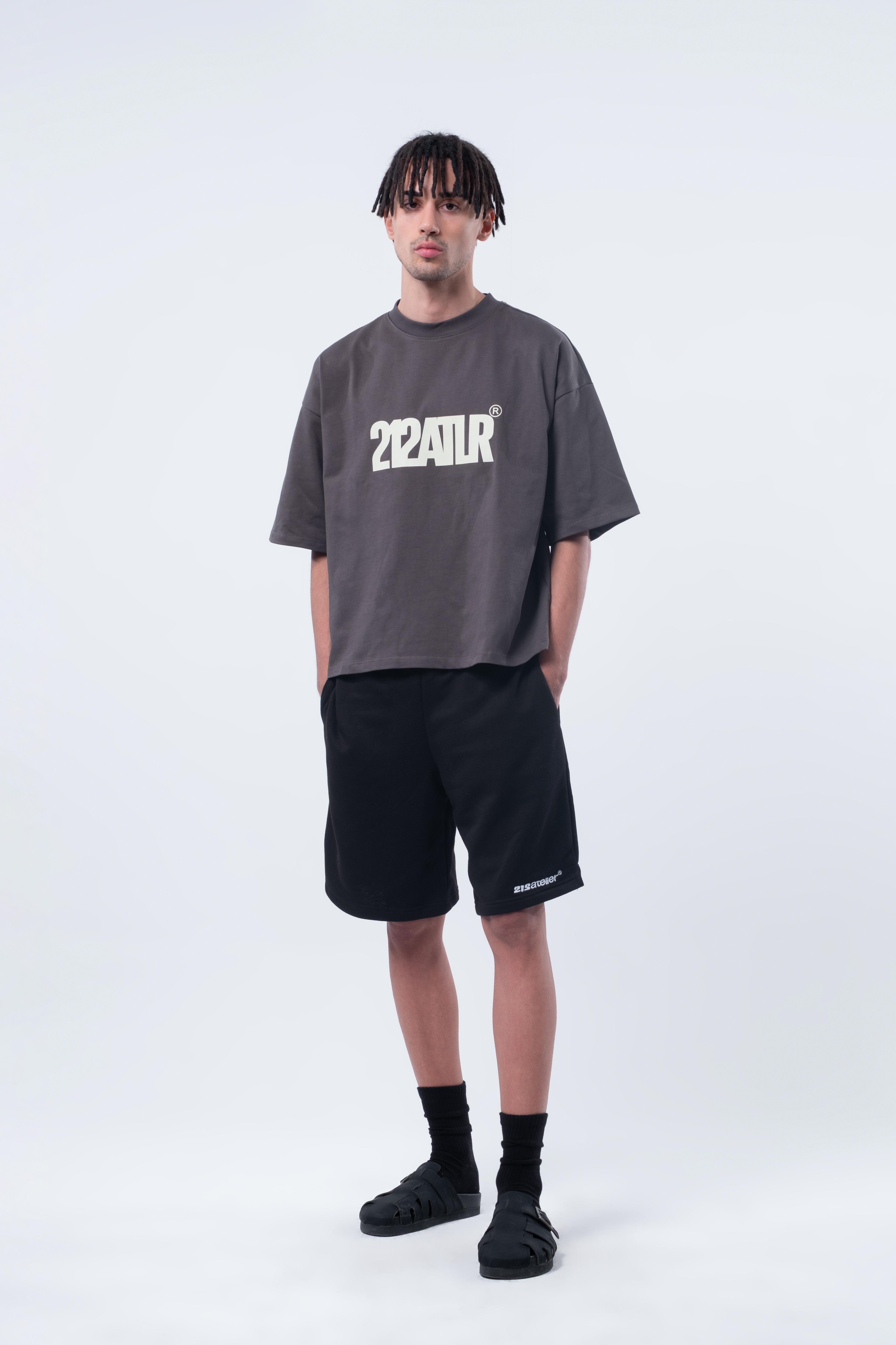 Kısa Kollu Boxy Fit T-shirt Antrasit