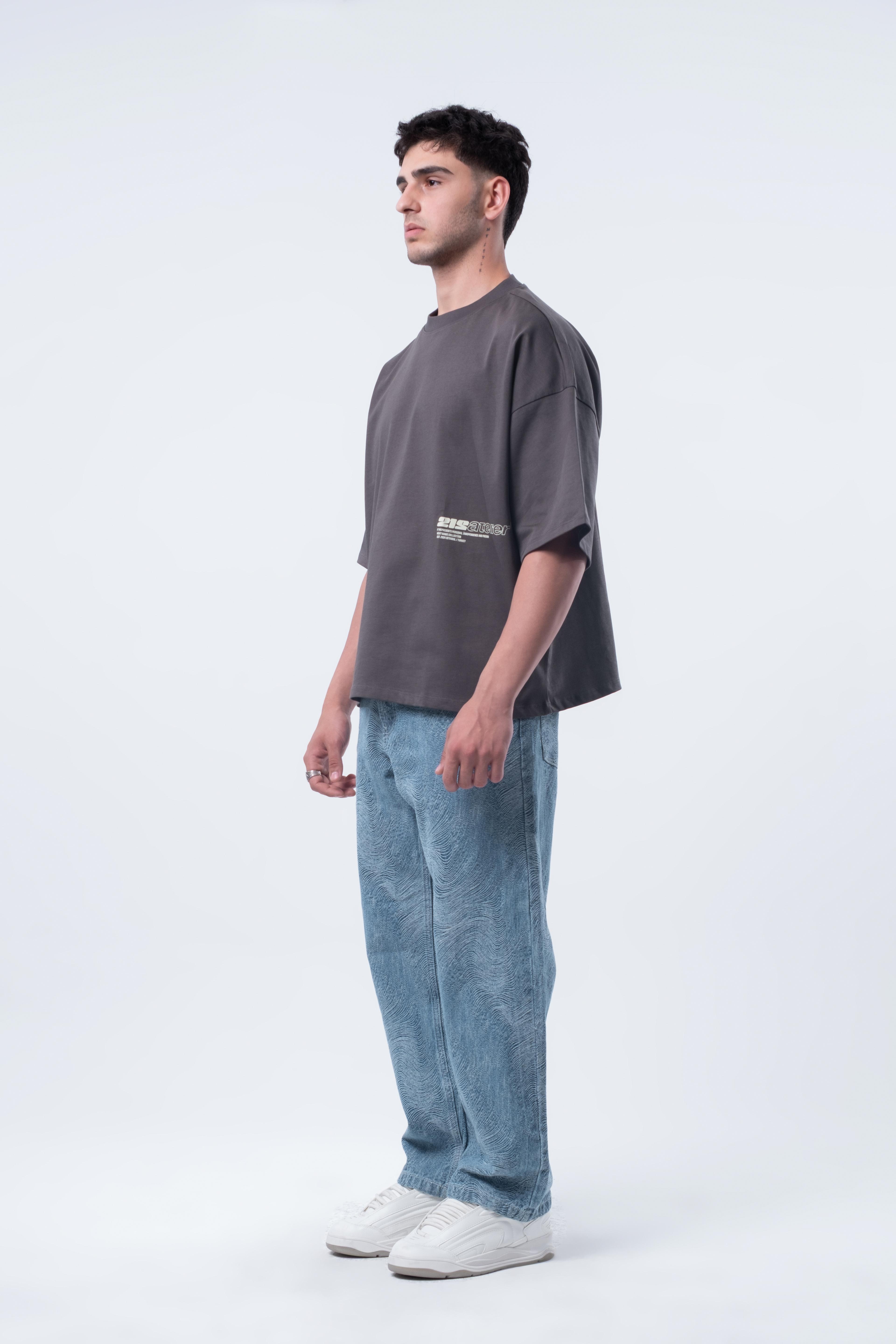 Kısa Kollu Boxy Fit T-shirt Antrasit