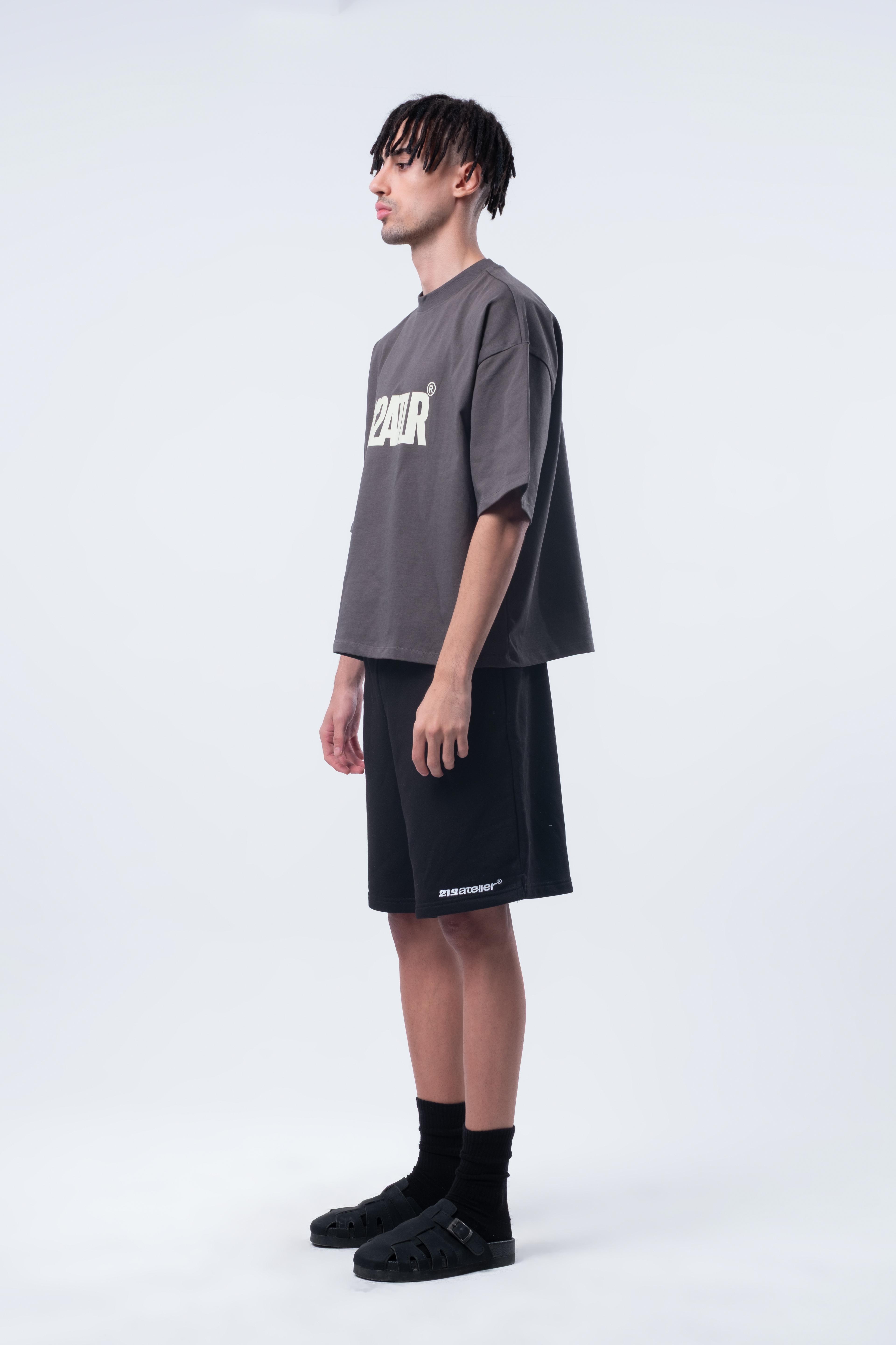 Kısa Kollu Boxy Fit T-shirt Antrasit