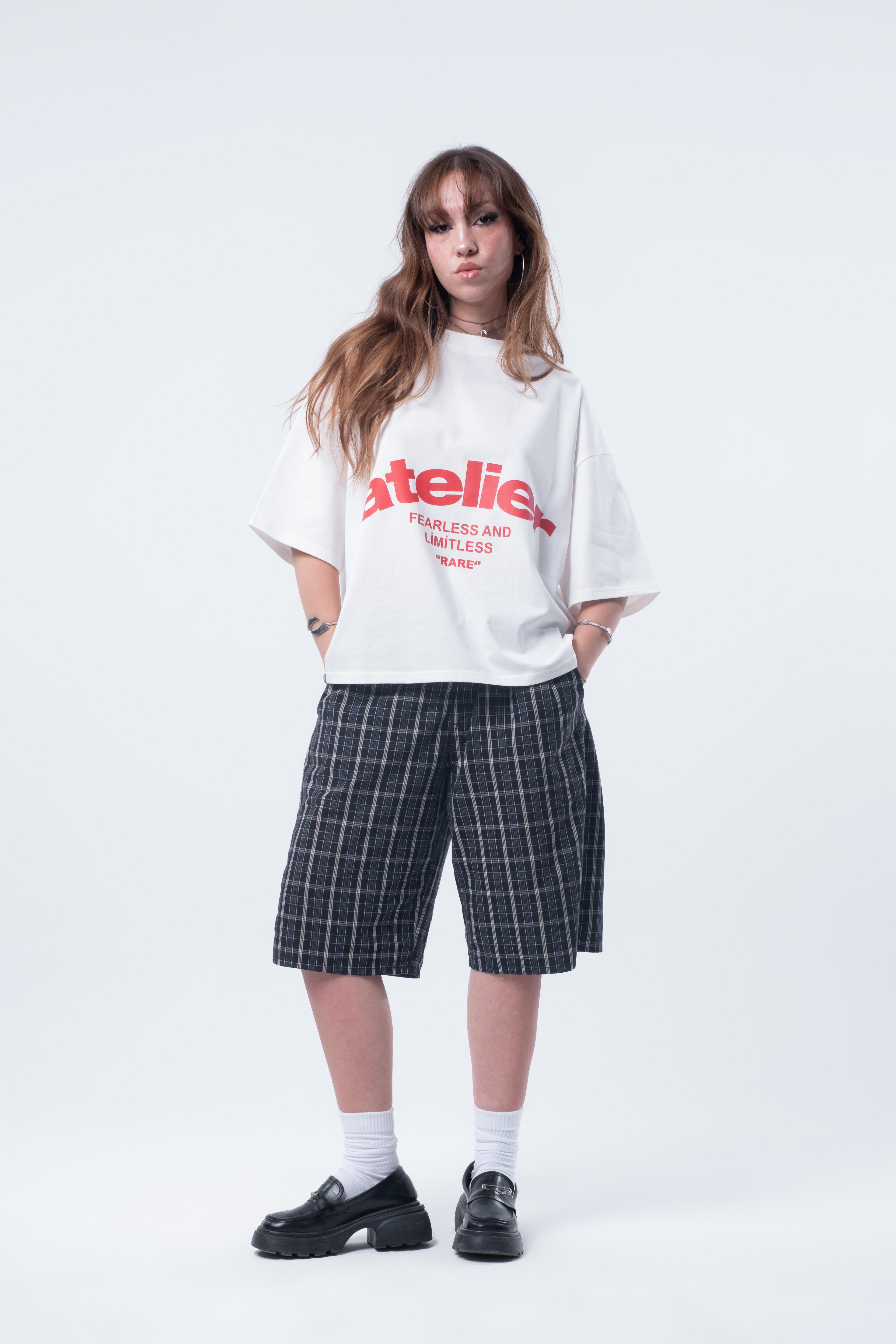 Kısa Kollu Boxy Fit T-shirt Kırık Beyaz