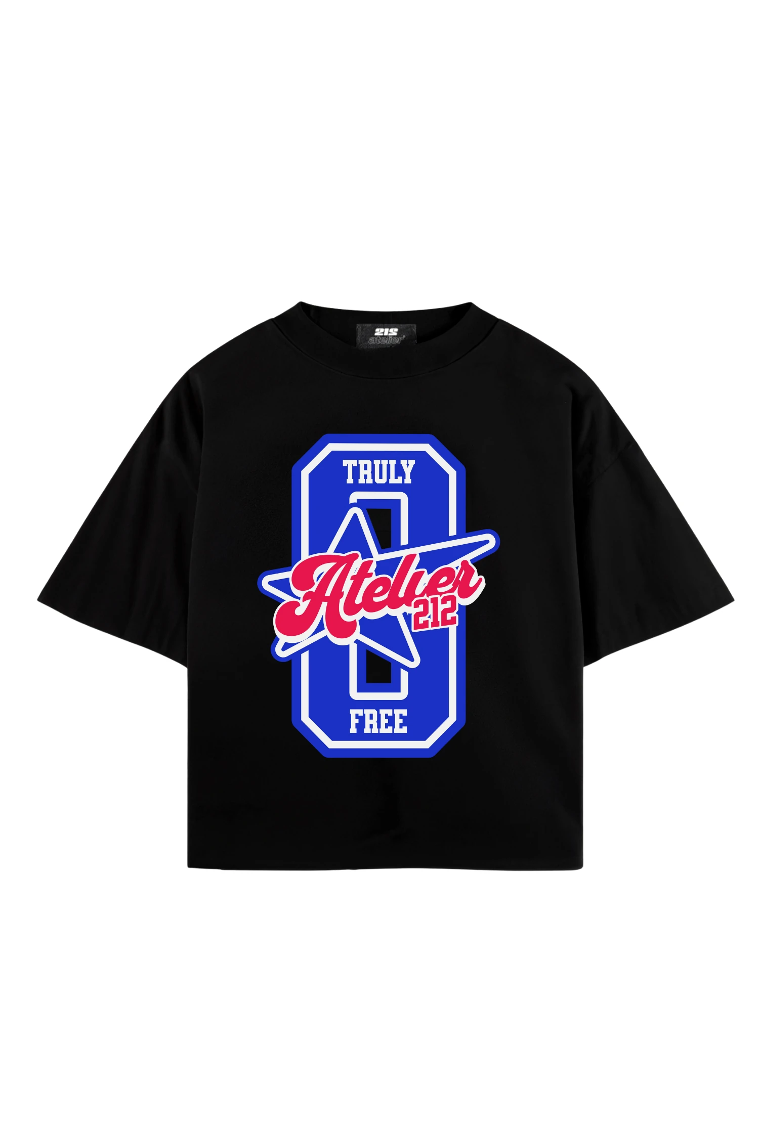 BOXY FİT TRULY FREE BASKILI SİYAH T-SHIRT