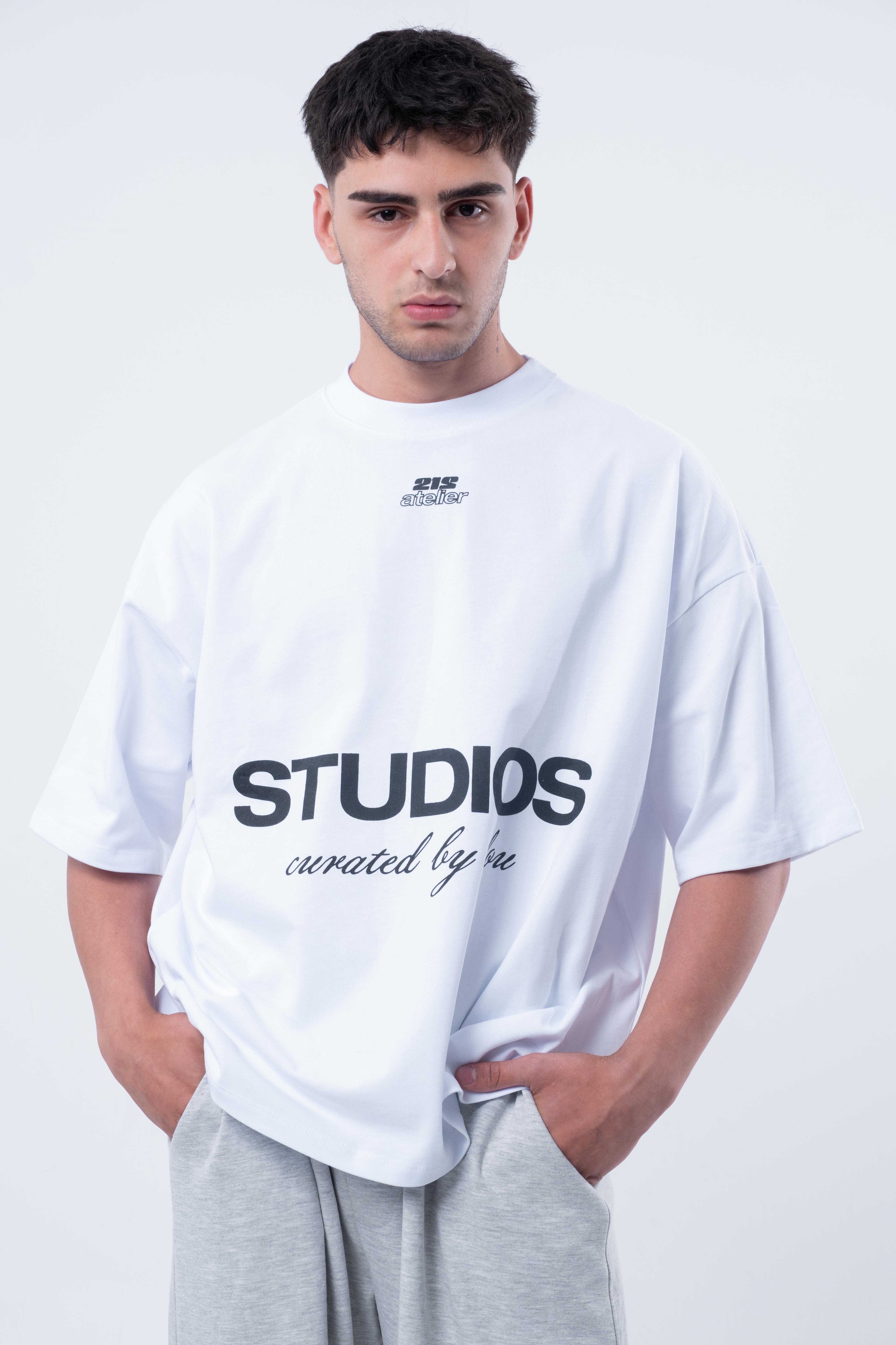 Kısa Kollu Boxy Fit Beyaz T-shirt 