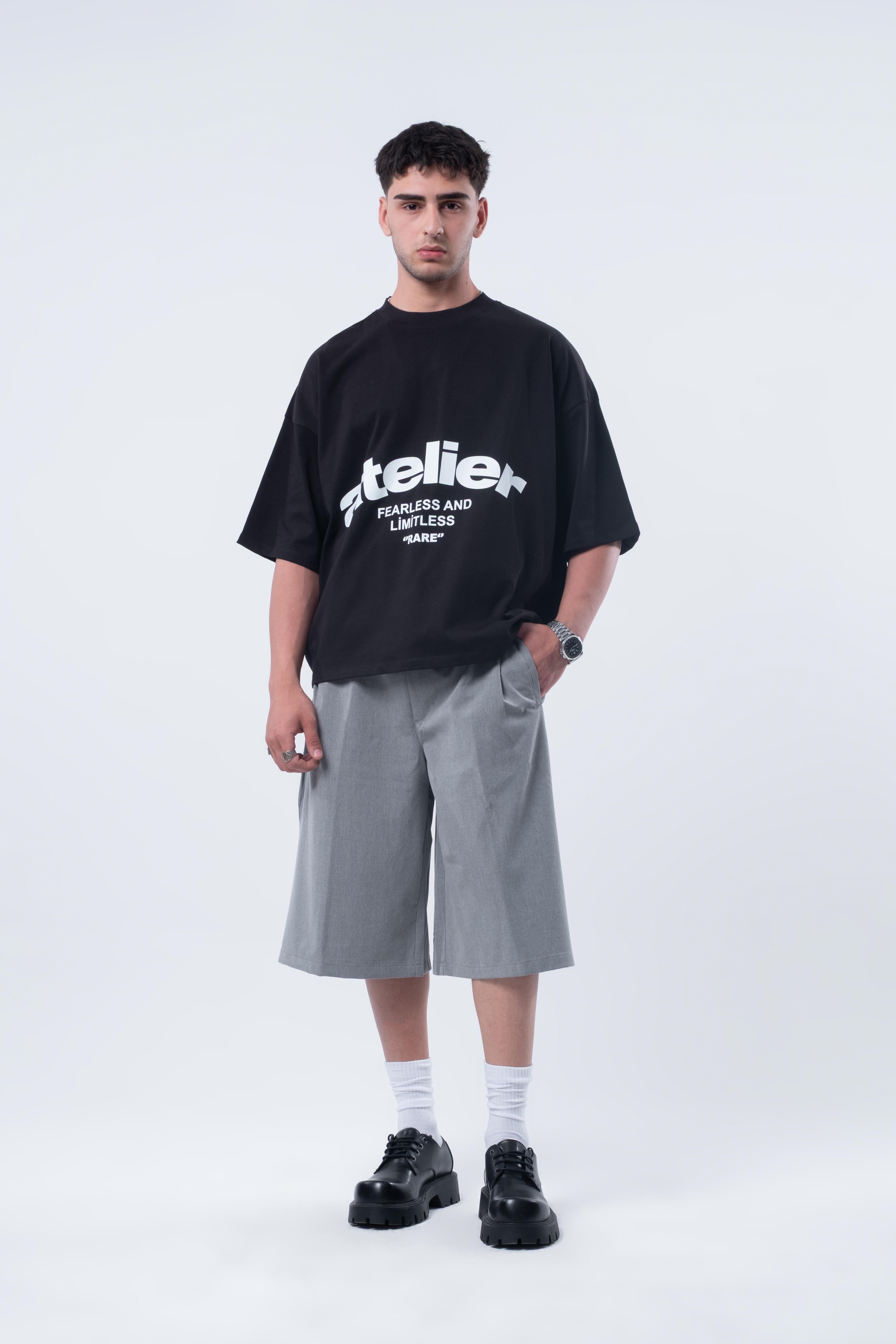 Kısa Kollu Boxy Fit T-shirt Siyah