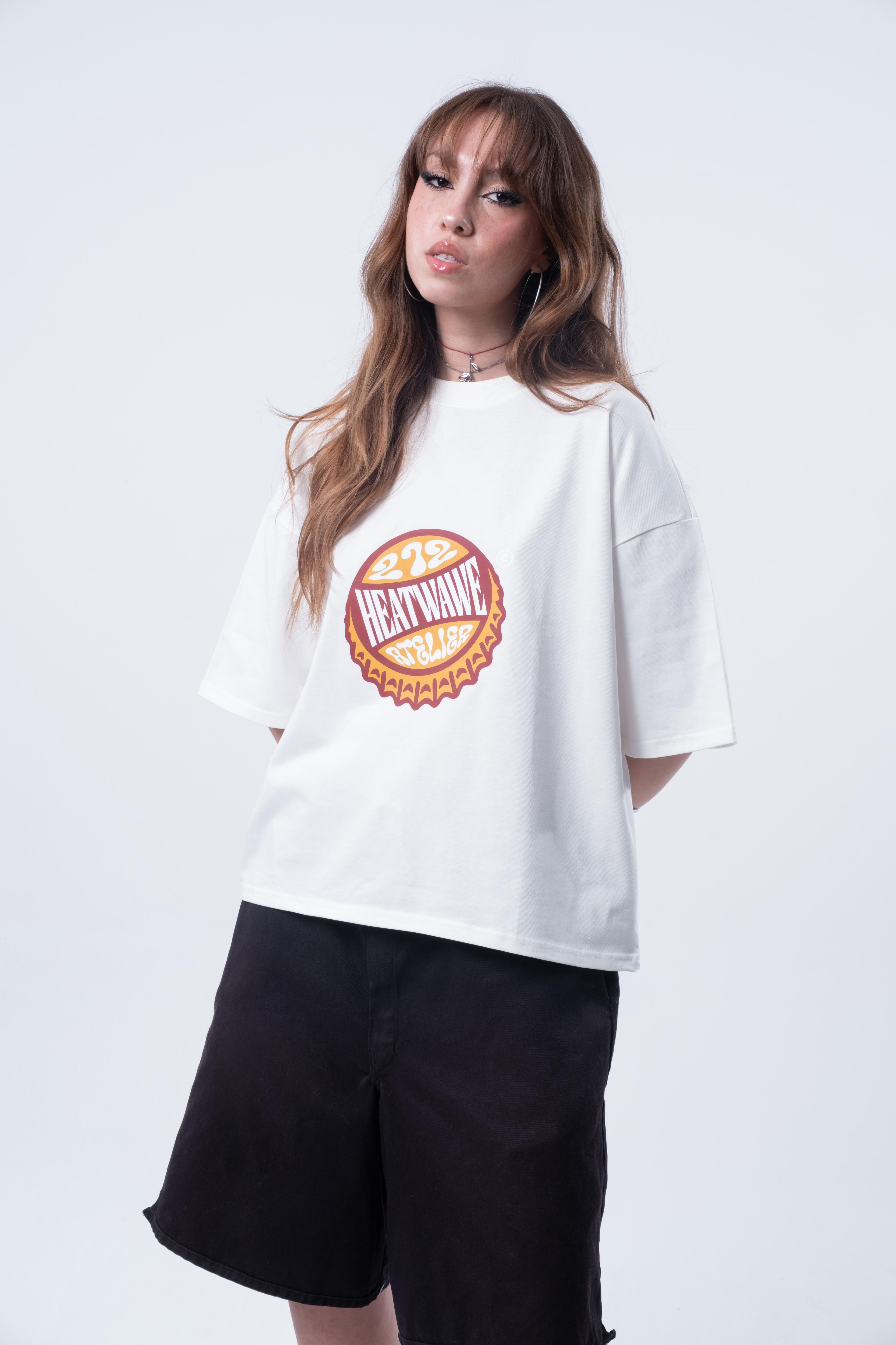 Kısa Kollu Boxy Fit T-shirt Kırık Beyaz