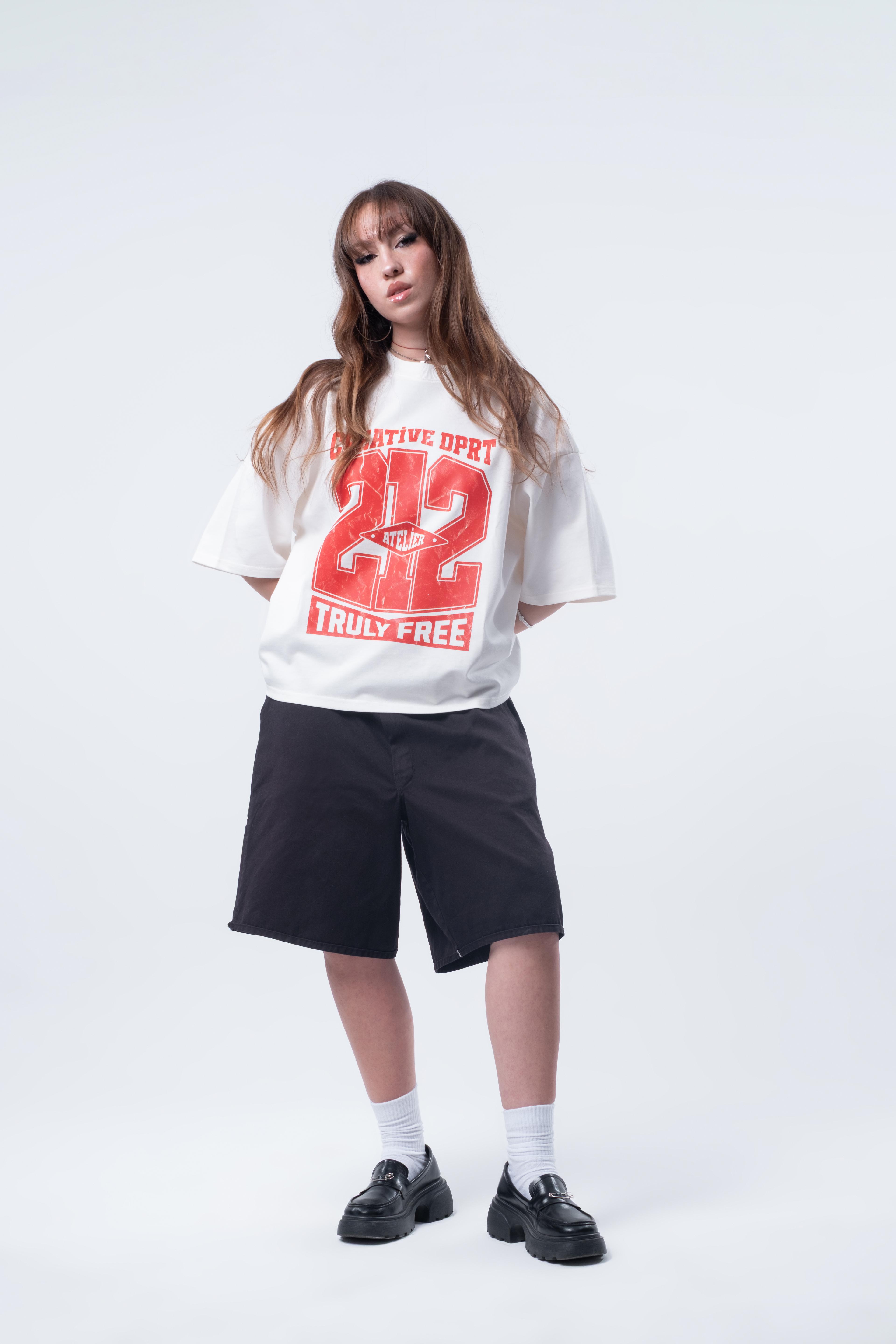 Kısa Kollu Boxy Fit T-shirt Kırık Beyaz