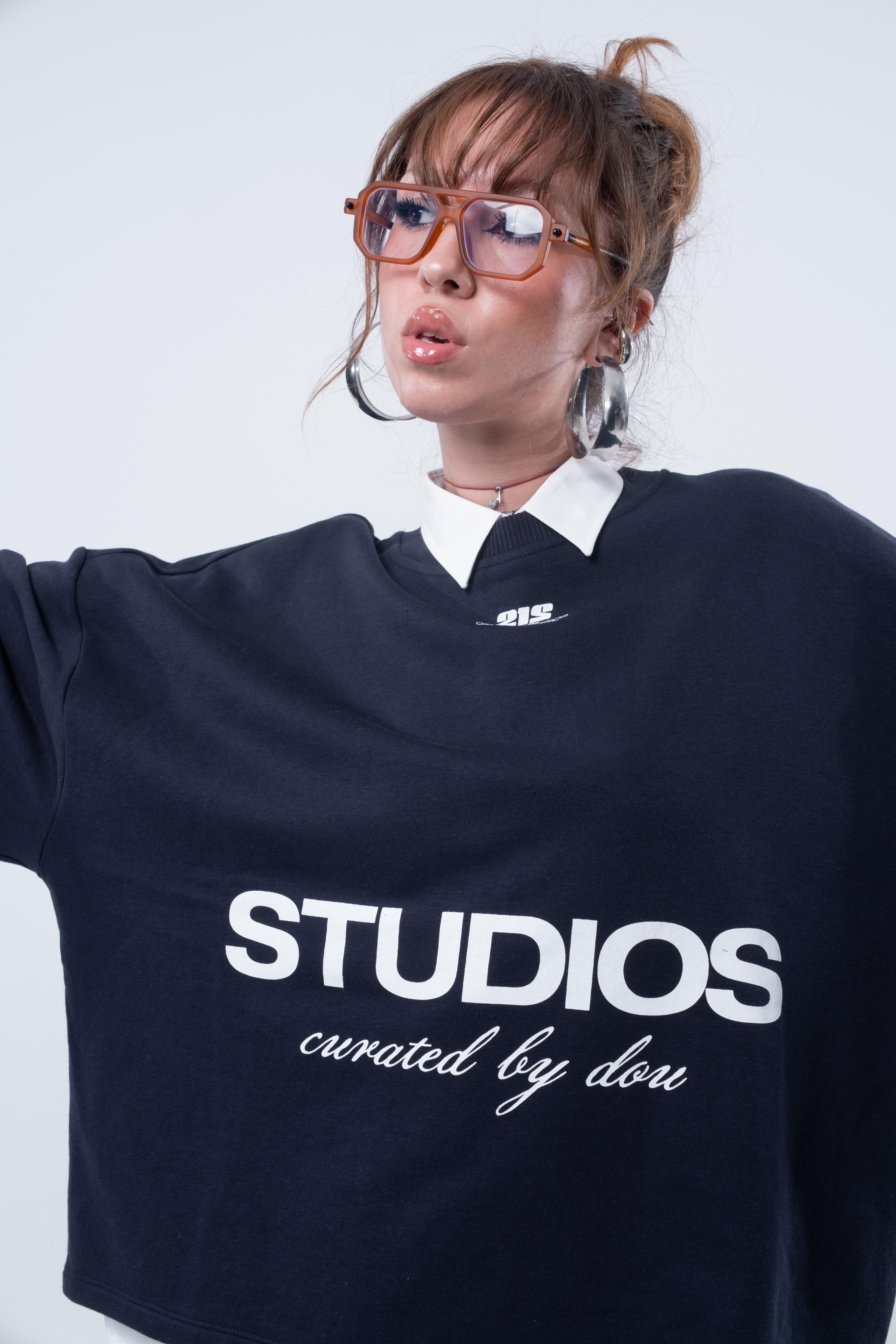 Lacivert Boxy Fit Sweatshirt