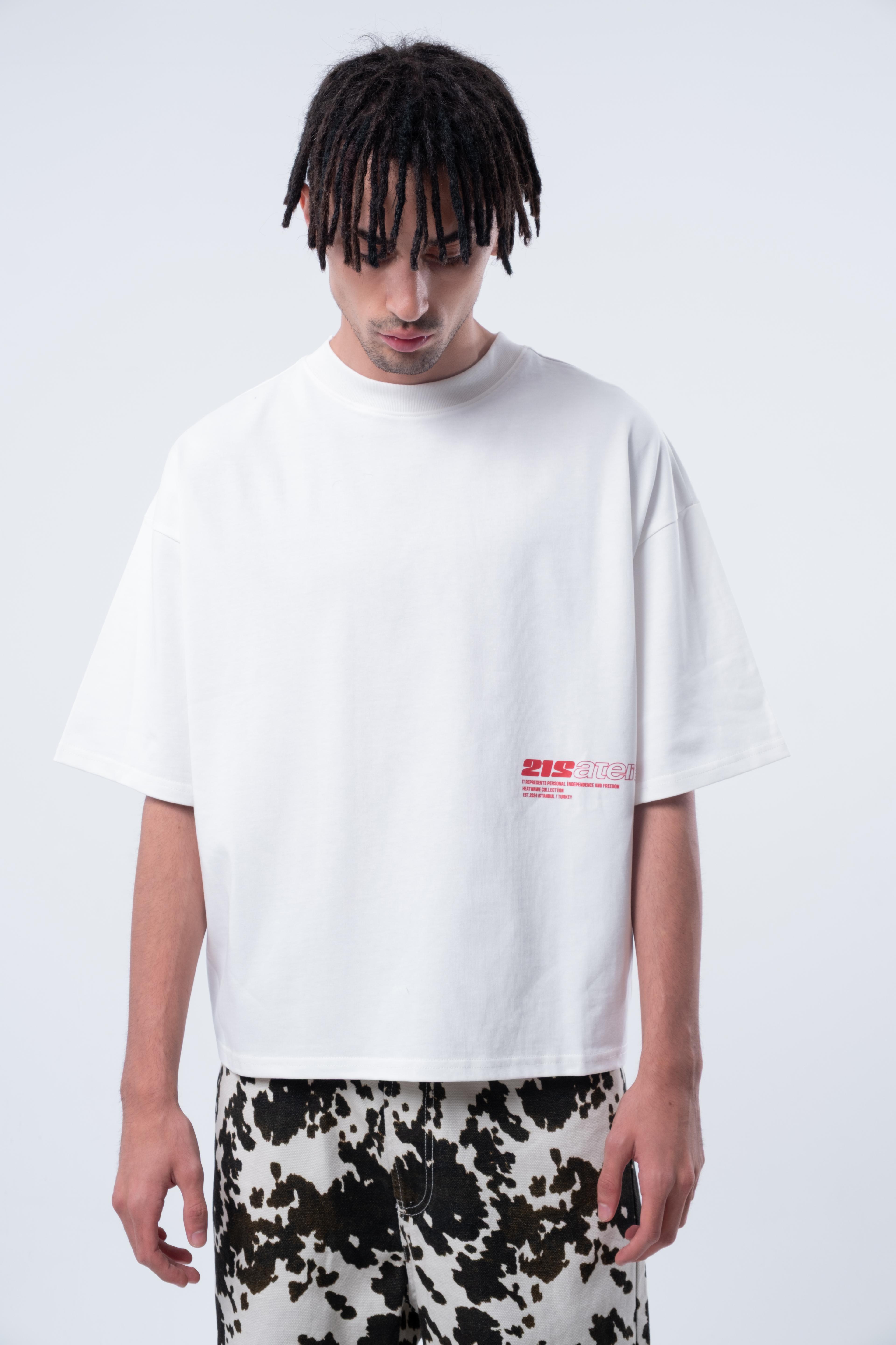 Kısa Kollu Boxy Fit T-shirt Kırık Beyaz