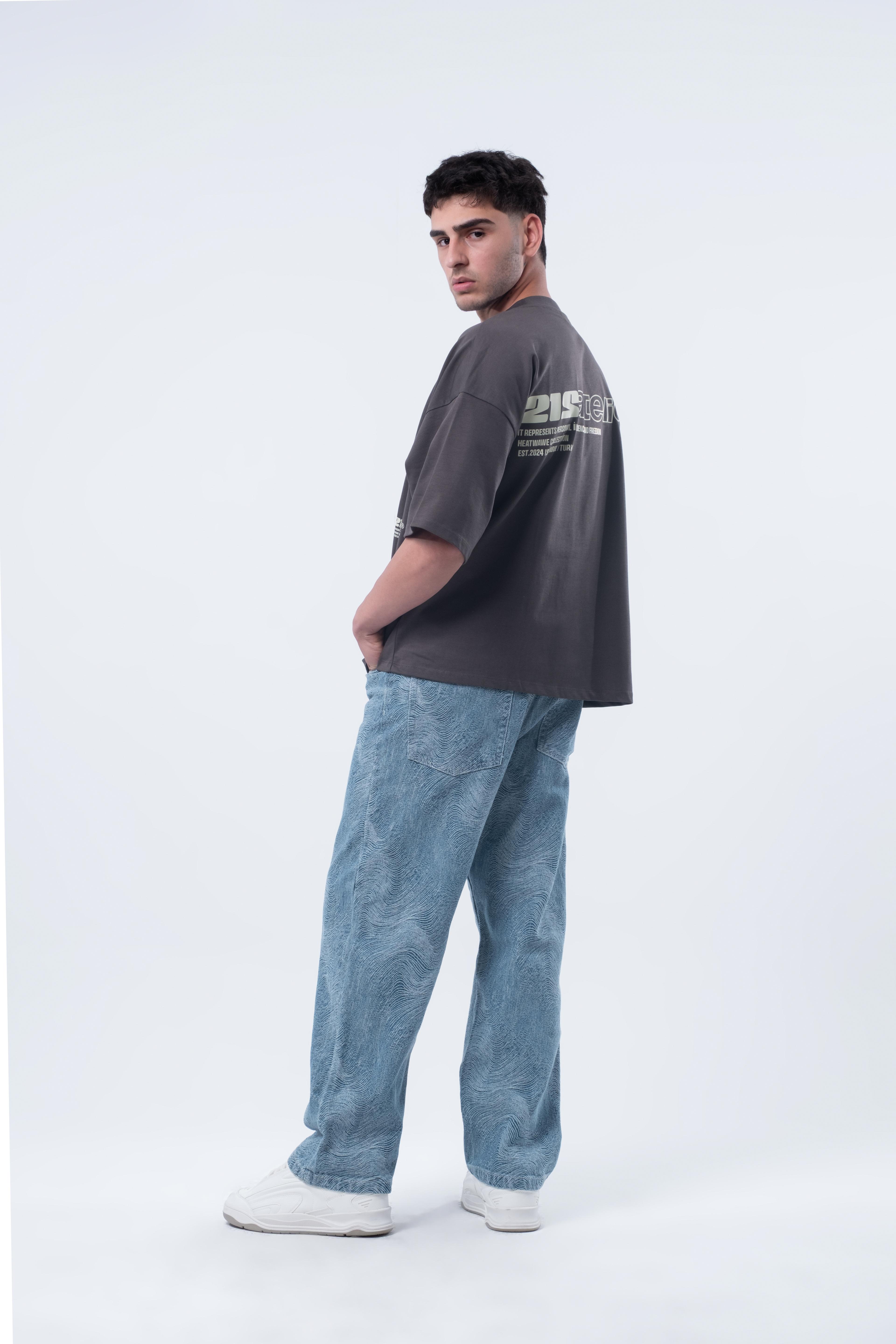 Kısa Kollu Boxy Fit T-shirt Antrasit