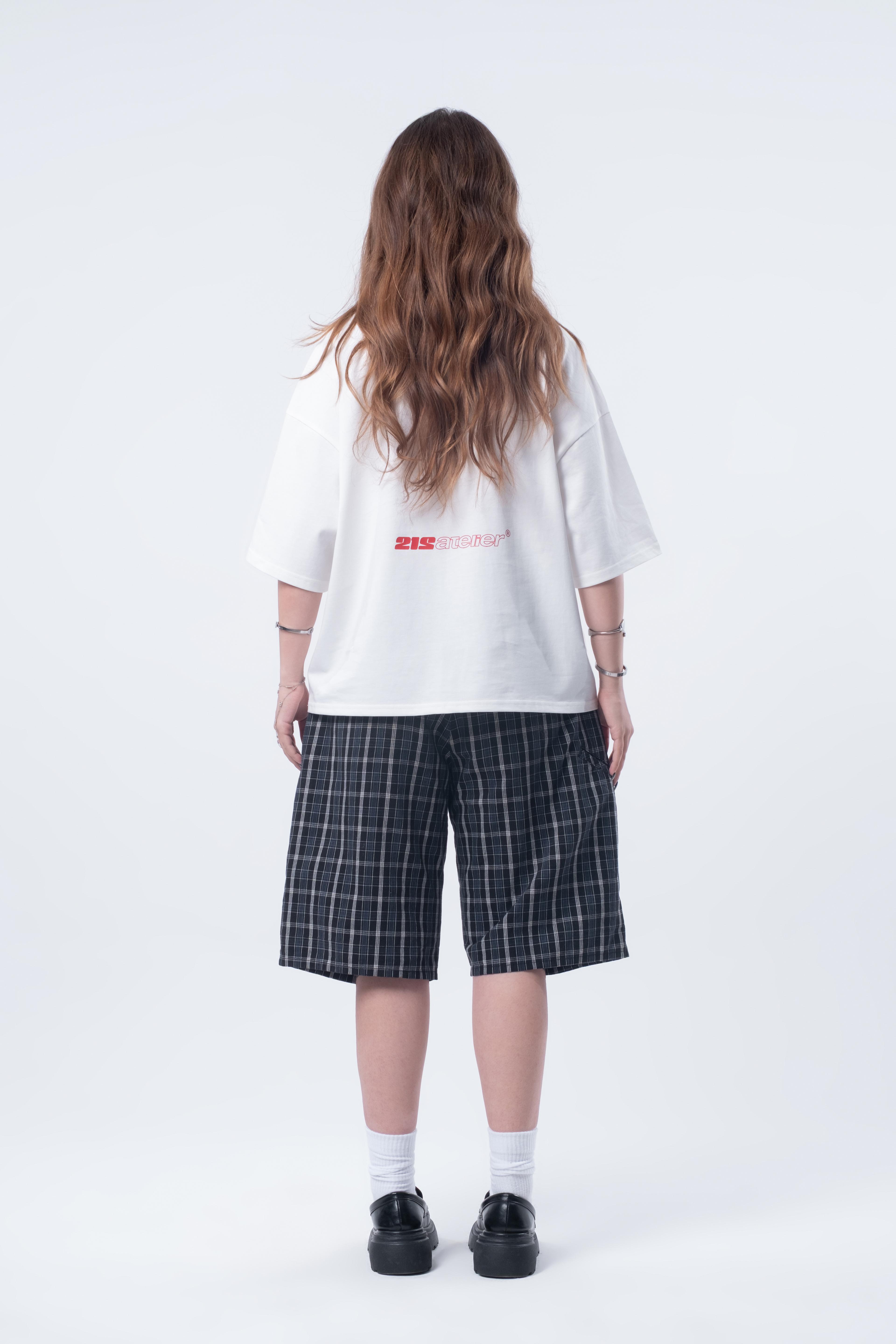 Kısa Kollu Boxy Fit Kırık Beyaz T-shirt 