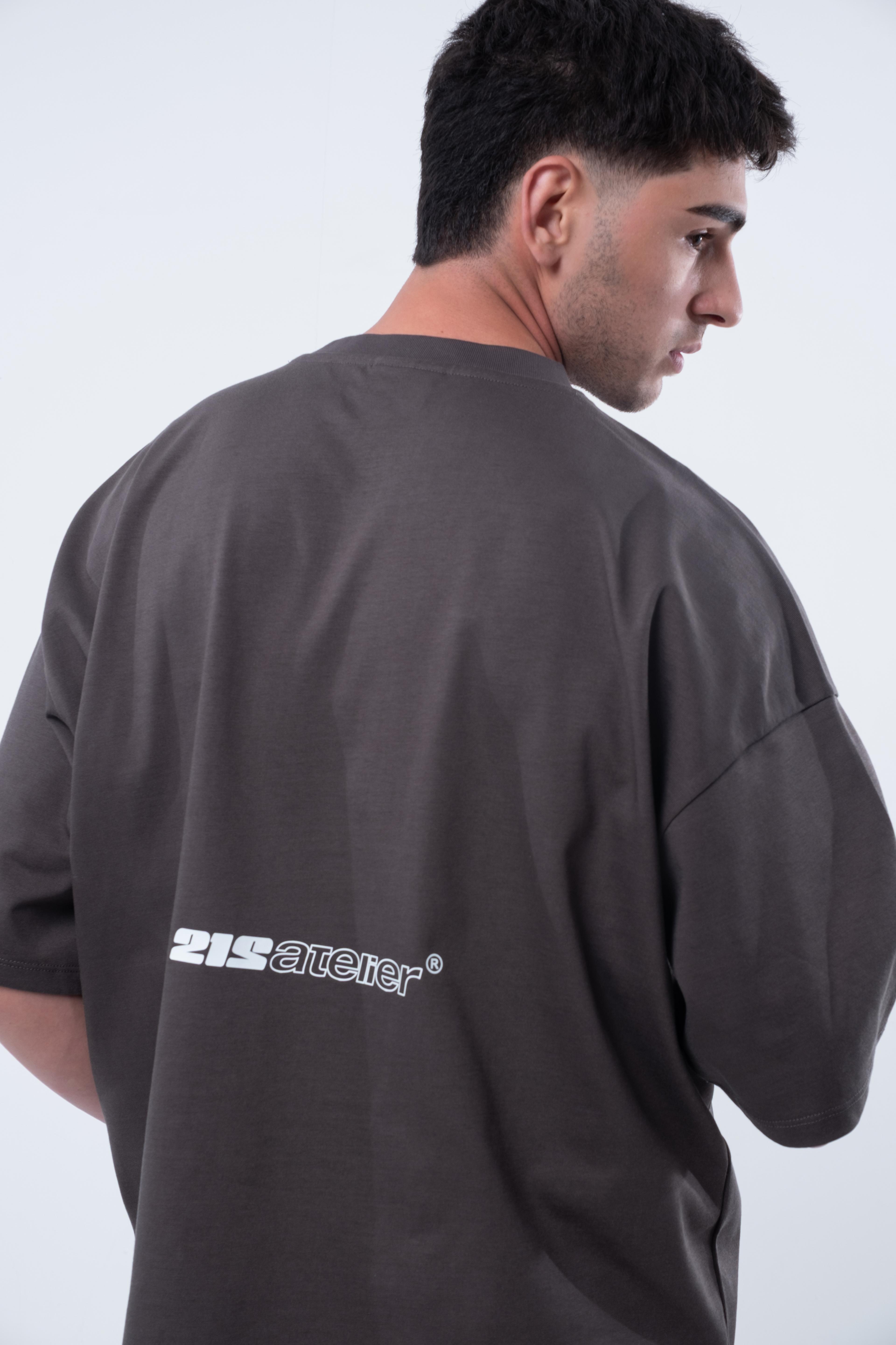 Kısa Kollu Boxy Fit Antrasit T-shirt 