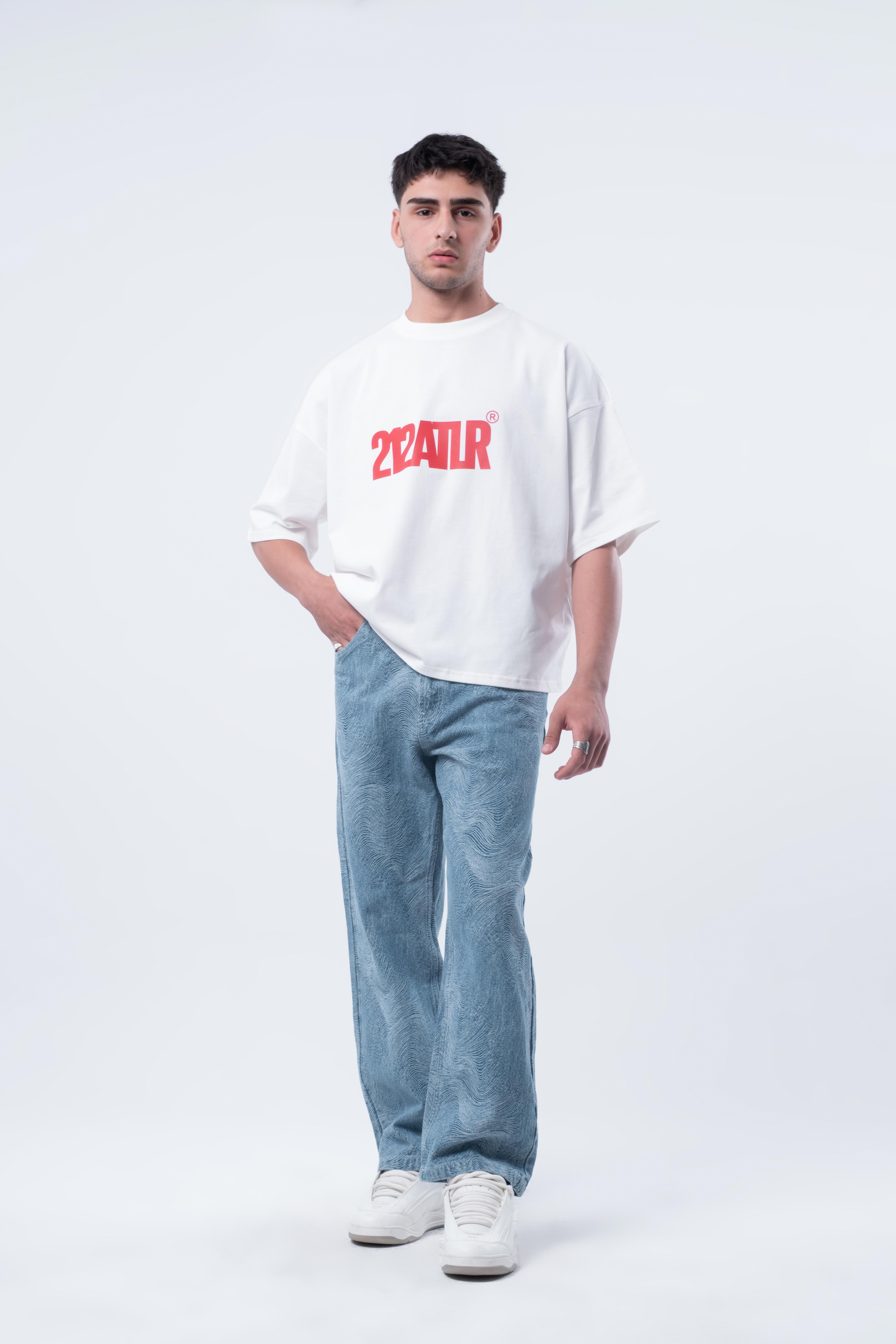 Kısa Kollu Boxy Fit Kırık Beyaz T-shirt 