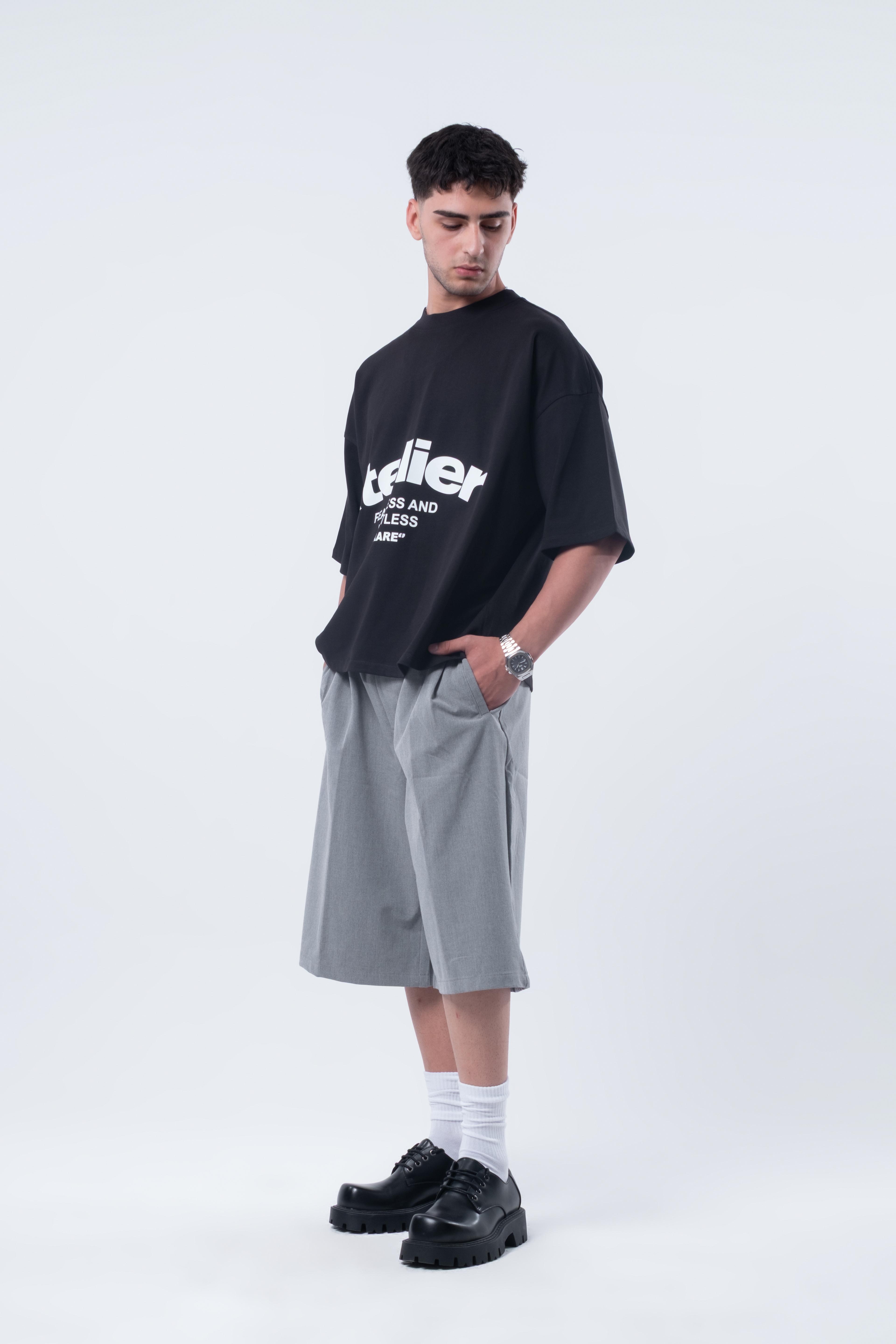 Kısa Kollu Boxy Fit T-shirt Siyah