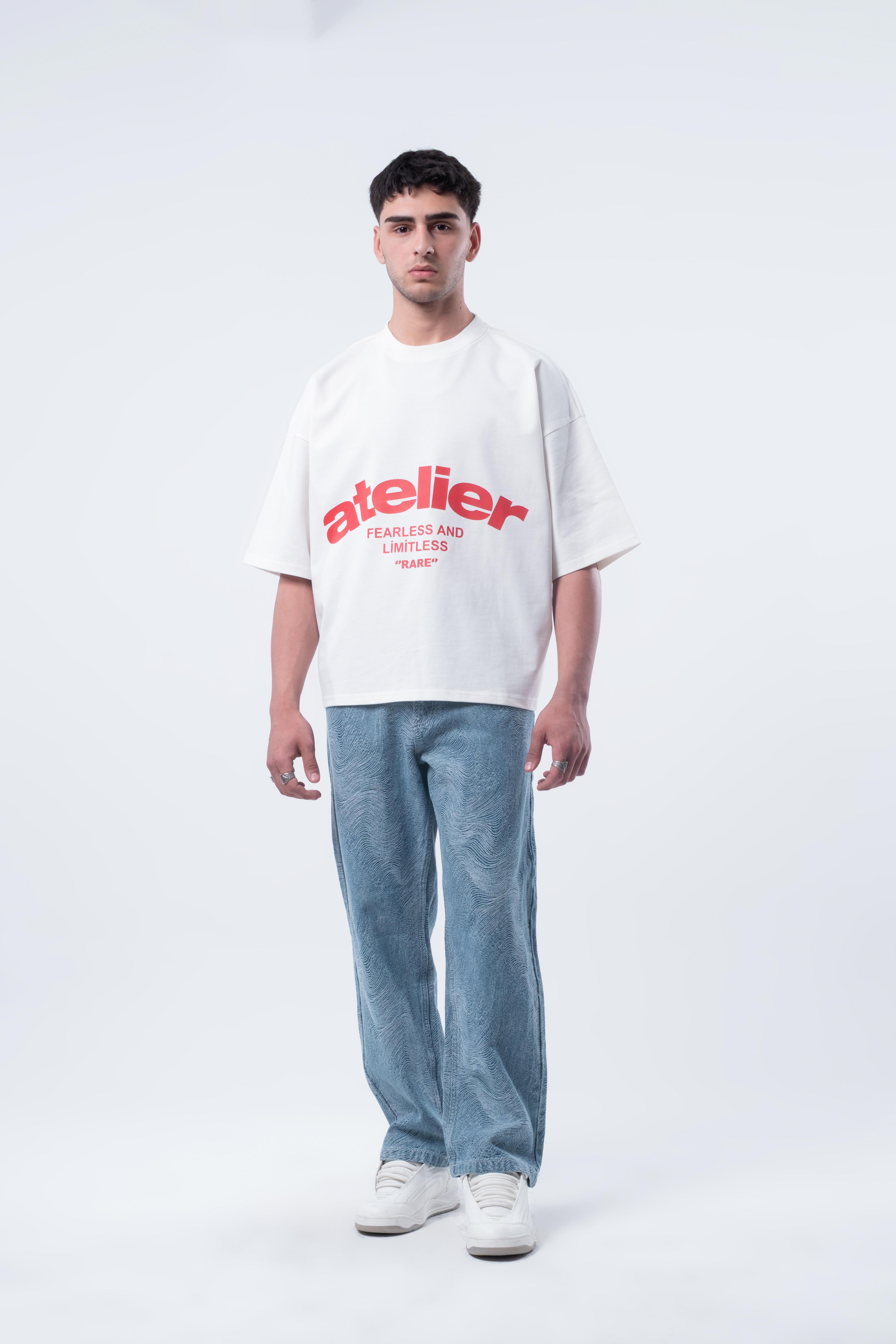 Kısa Kollu Boxy Fit T-shirt Kırık Beyaz