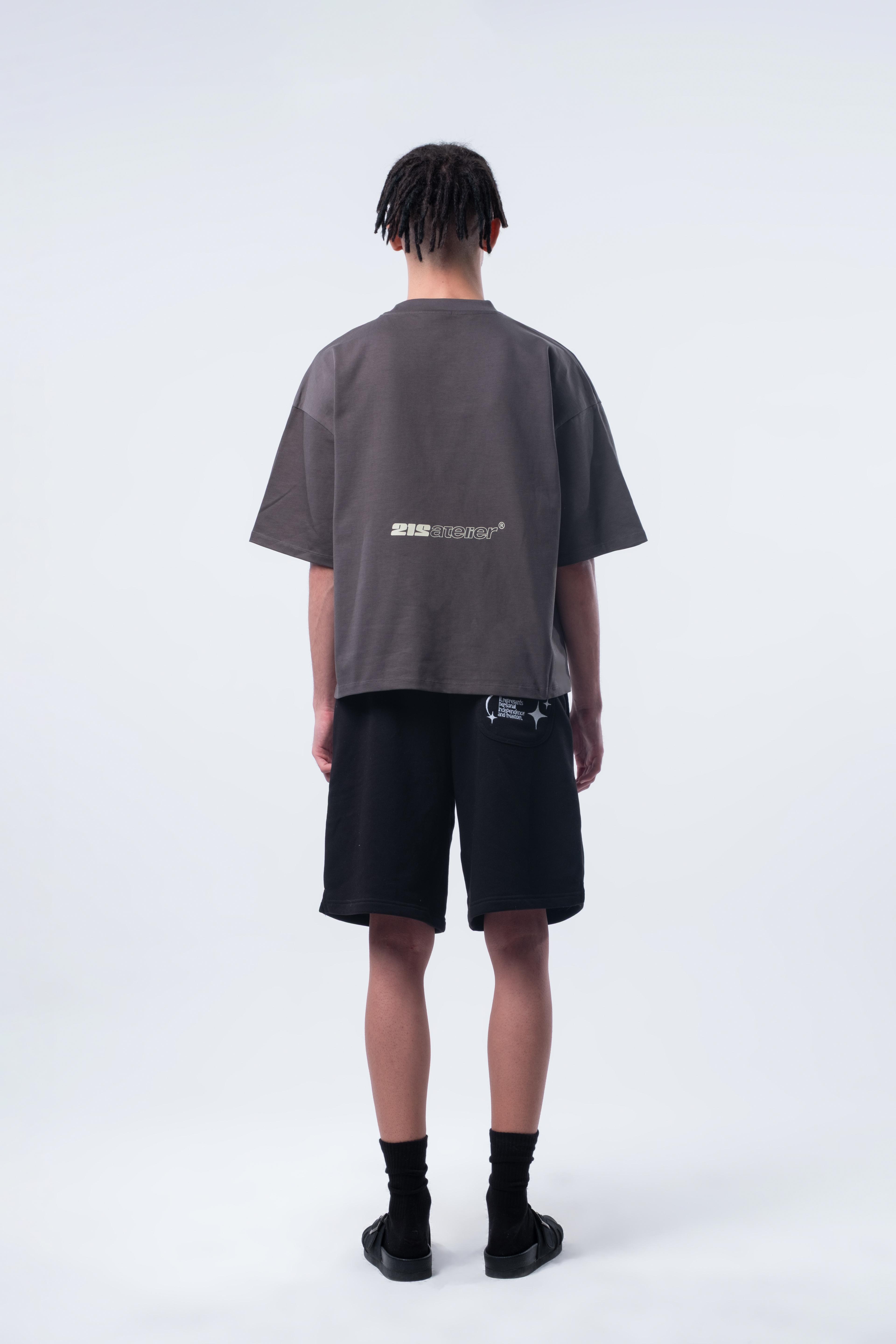 Kısa Kollu Boxy Fit T-shirt Antrasit