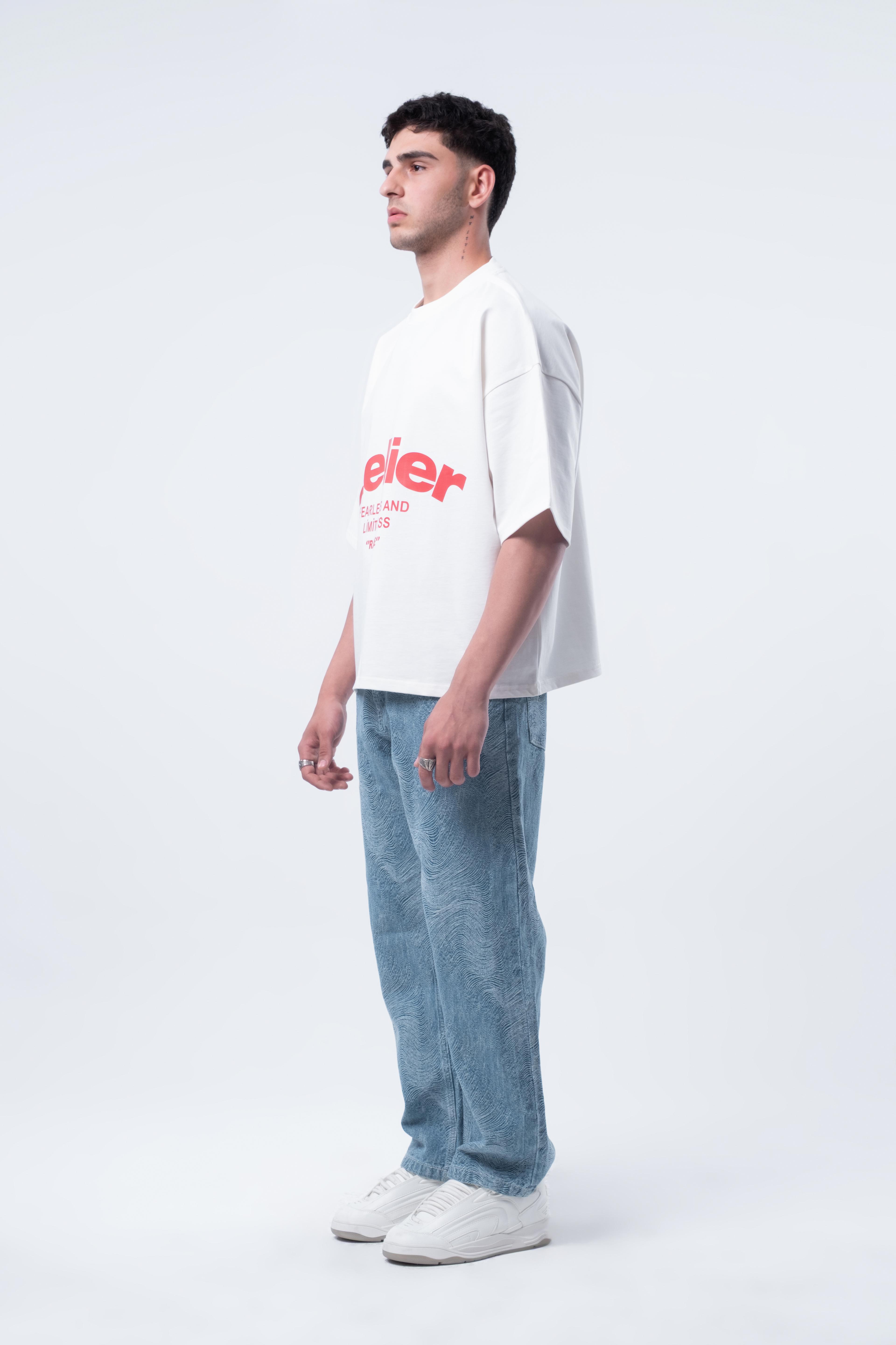 Kısa Kollu Boxy Fit T-shirt Kırık Beyaz