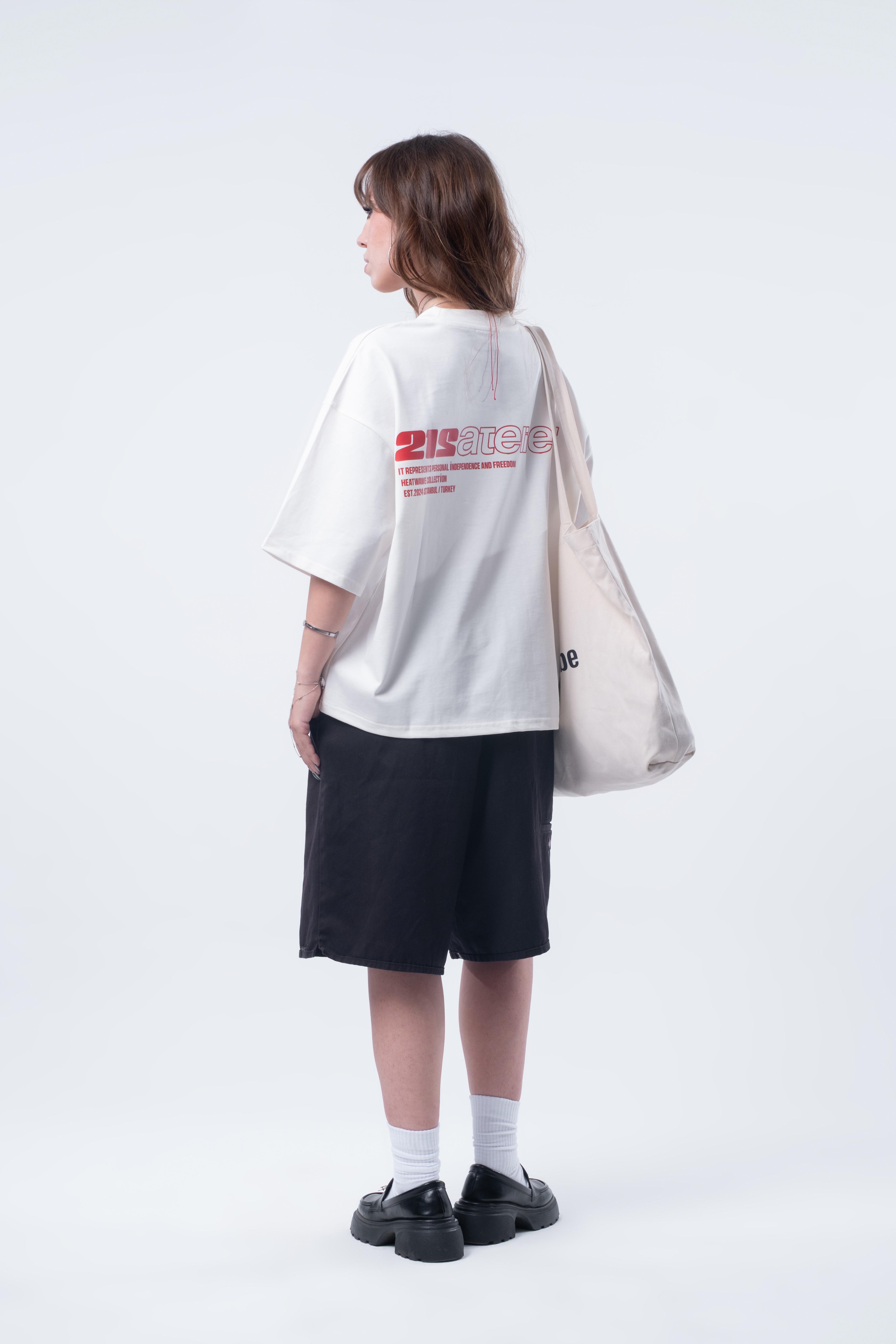 Kısa Kollu Boxy Fit T-shirt Kırık Beyaz